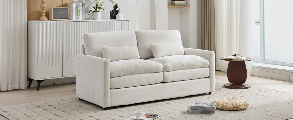 68.1' Cozy Upholstered Loveseat Sofa Oversized Comfy Comfy Cloud Sofa Double Cushion Loveseat Sofa Plush Cushion Sofa Couch for Living Room, Beige