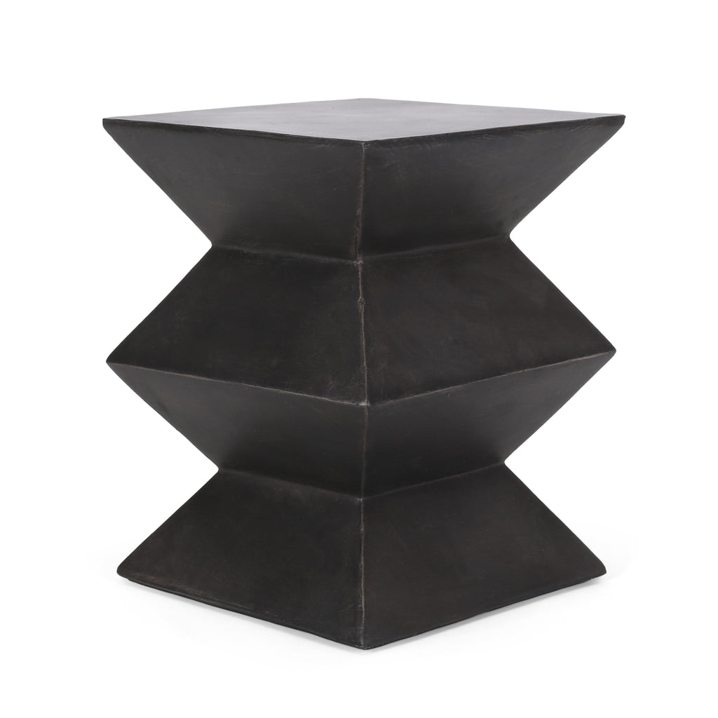 Modern Outdoor Lightweight Concrete Side Table with Geometric Design in Copper