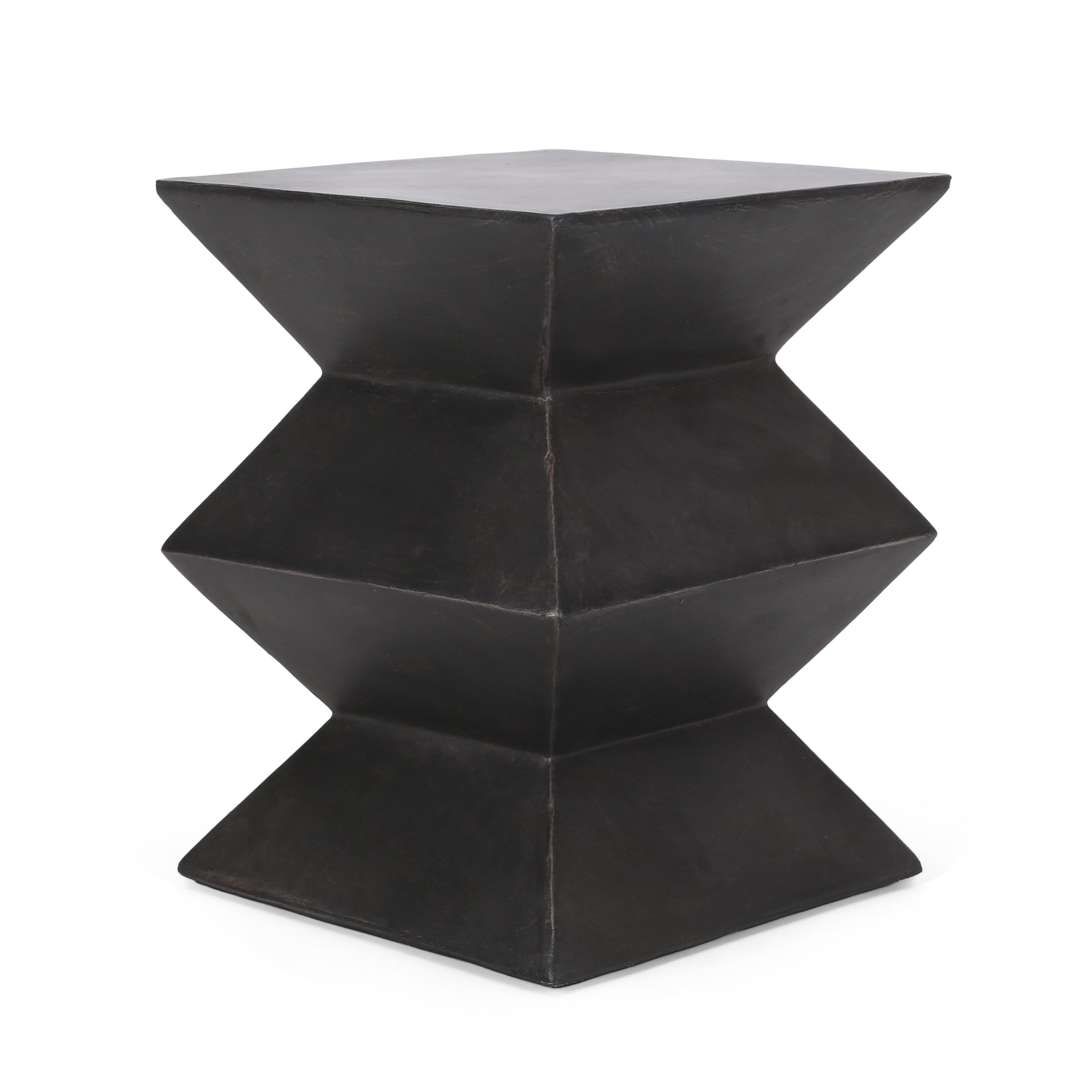 Modern Outdoor Lightweight Concrete Side Table with Geometric Design in Copper