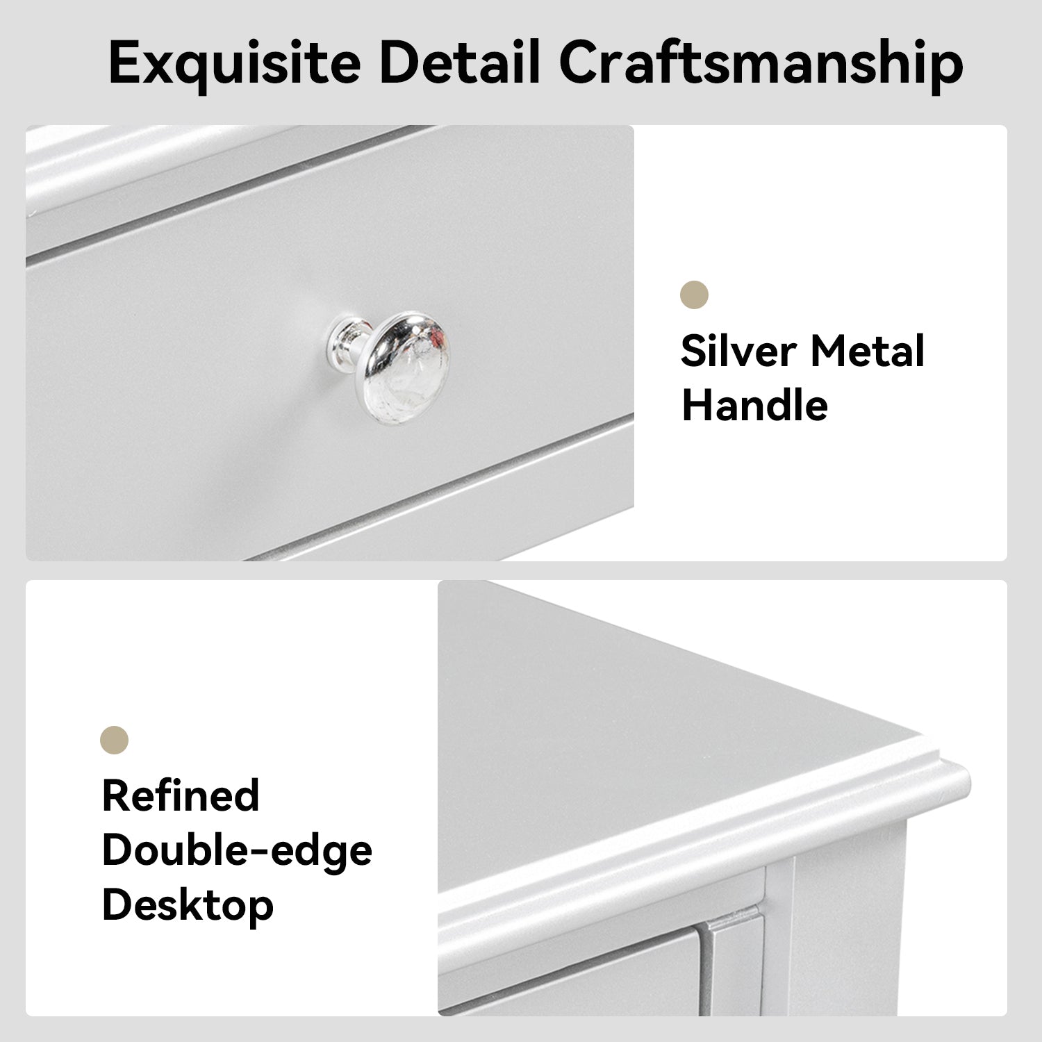 Luxury Makeup Vanity Desk with Oval Mirror, 3-Drawer Dressing Table for Jewelry Storage, Elegant Console Table for Entryway, Living Room & Bedroom, Stylish Home Decor,Silver