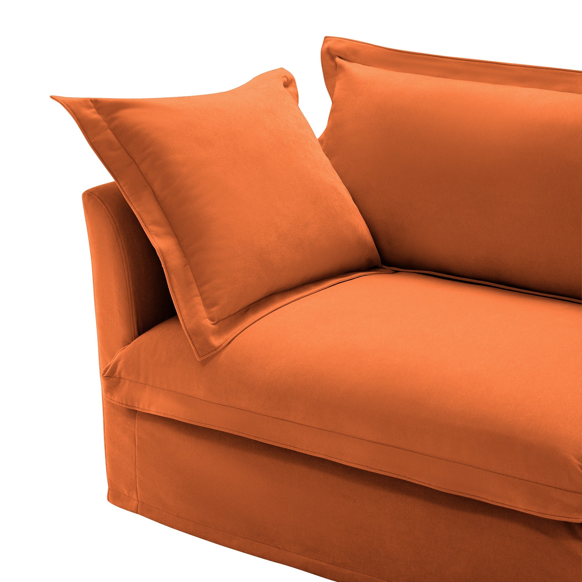 Slip-covered Armchair with 1 Big Back Cushion and 2 Big Toss Pillows, Single Deep Seat Comfy Single Couch Sofa Multiple Large Soft Pillows, Chenille Fabric, Orange