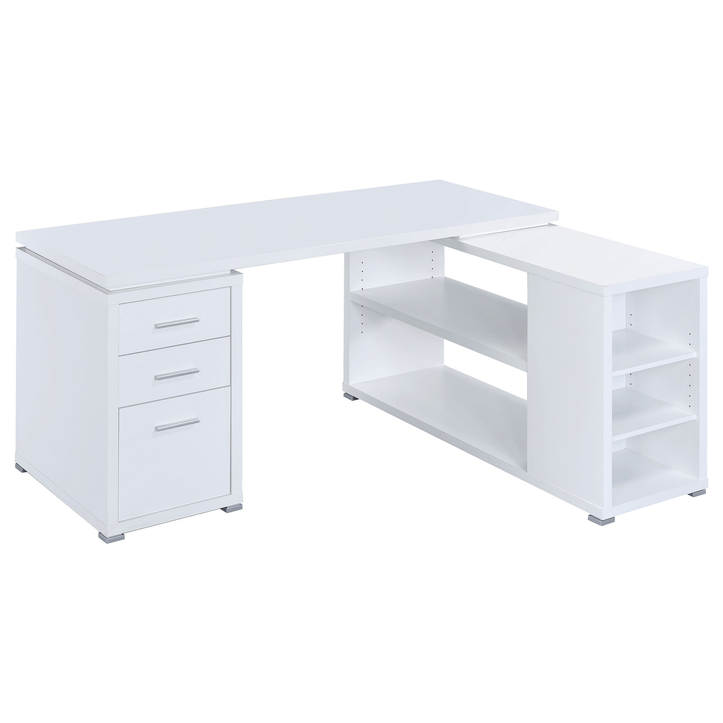 Tona White Driftwood 3-Drawer L-Shape Computer Desk