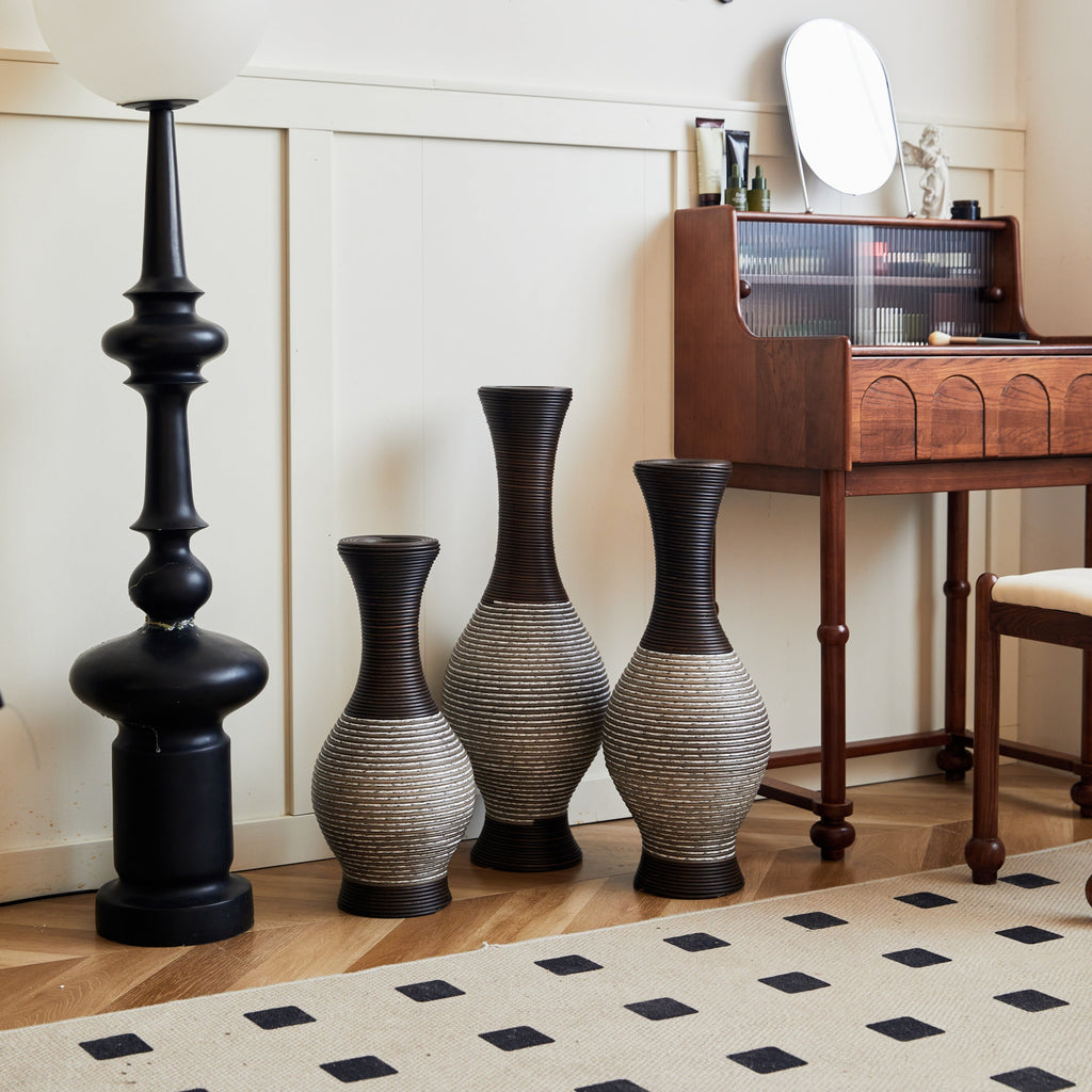 Desktop Vase, Brown Decorative Floor Vase, Classic and Neat Floor Vase, High Independent Flower Stand, Artificial Vine Vase, PVC Floor Vase, Home Decoration Flower Stand Set of 3 pieces
