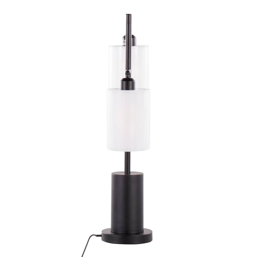 Cannes Contemporary Table Lamp in Black Metal with White Shades by LumiSource