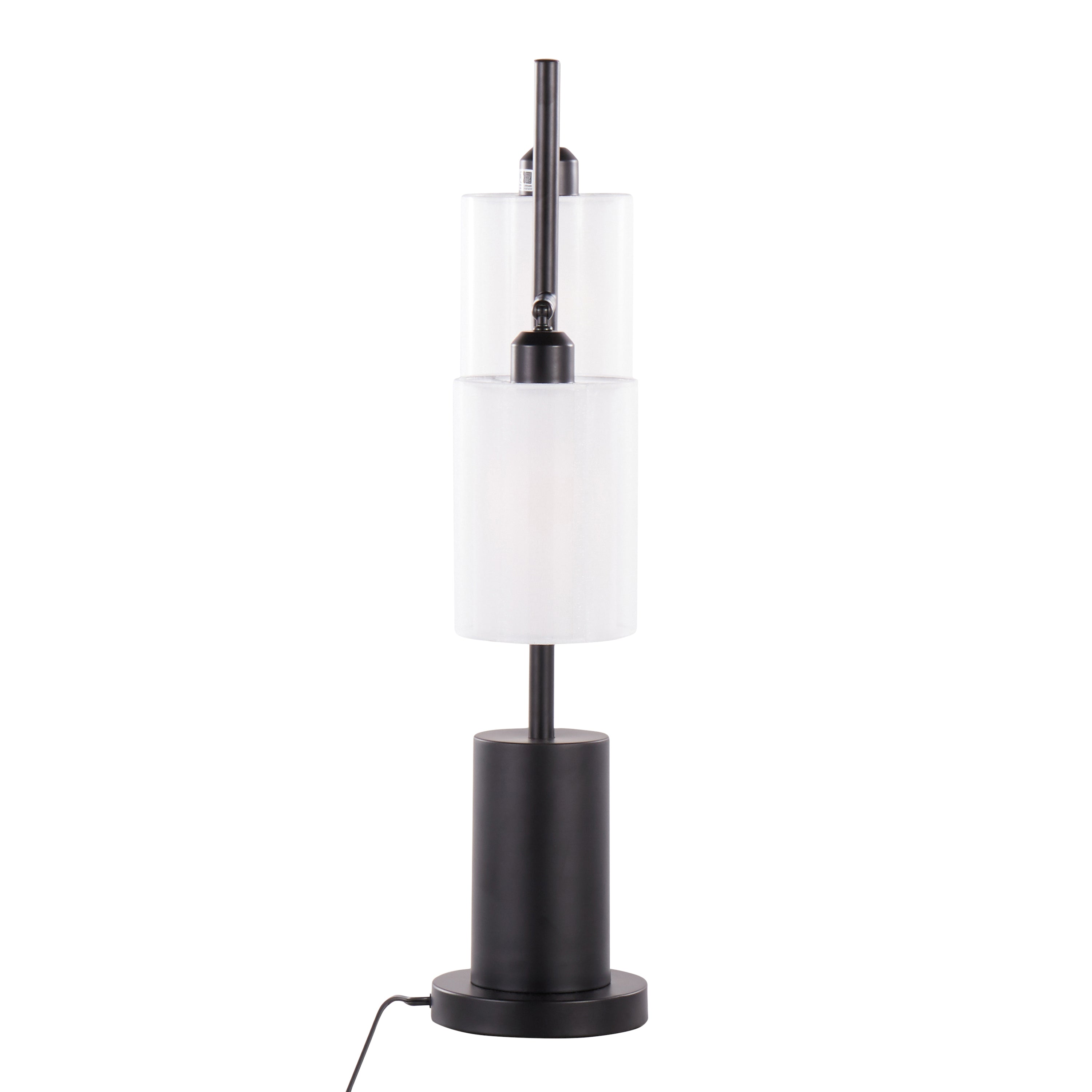 Cannes Contemporary Table Lamp in Black Metal with White Shades by LumiSource