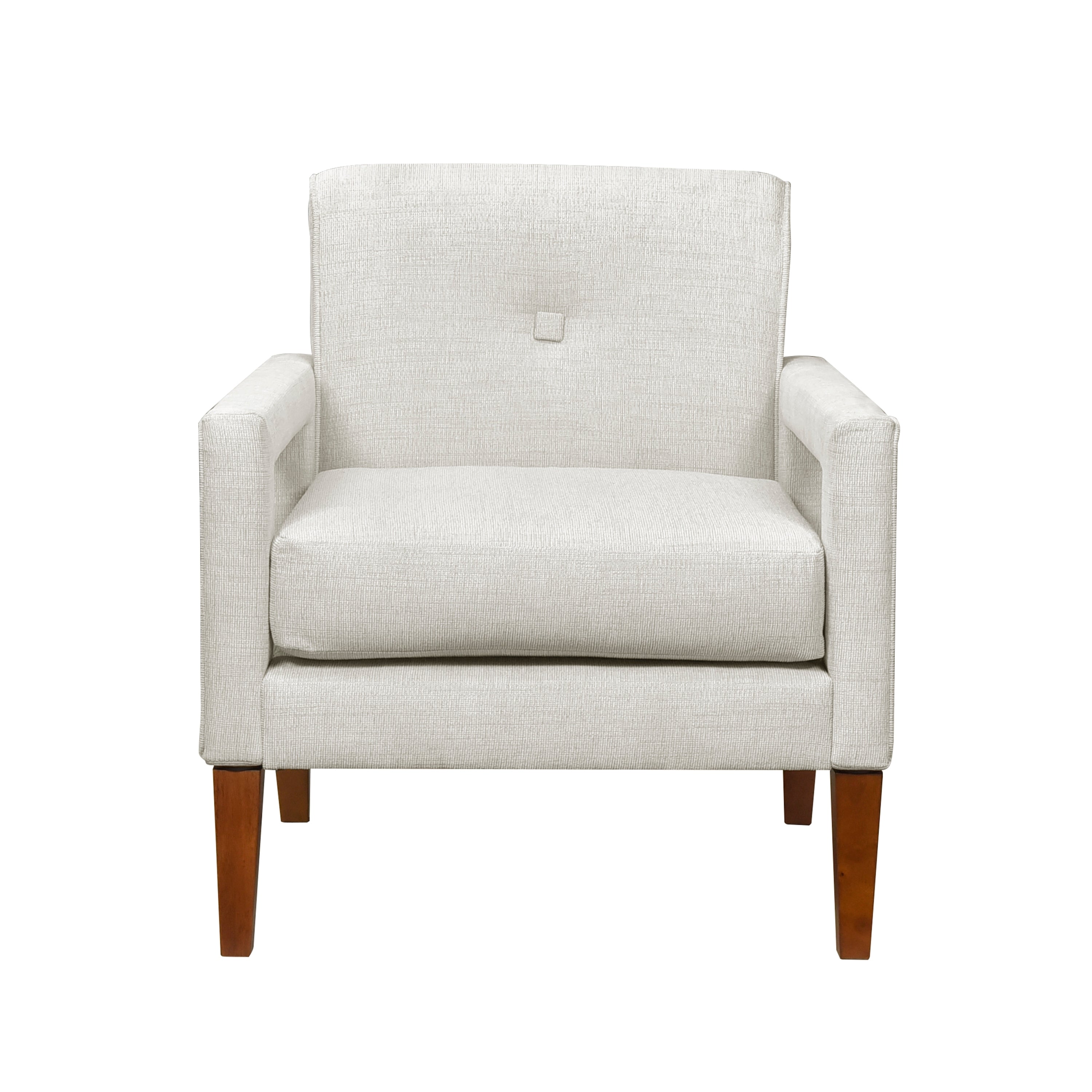 Modern Living Room Chair Beige Chenille Upholstery Pocket Coils Solid Wood Legs Furniture 1pc Armchair