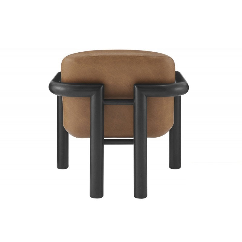 Modern Wood Frame Faux Leather 1pc Accent Chair, Living Room Upholstered Armchair, Black/Brown