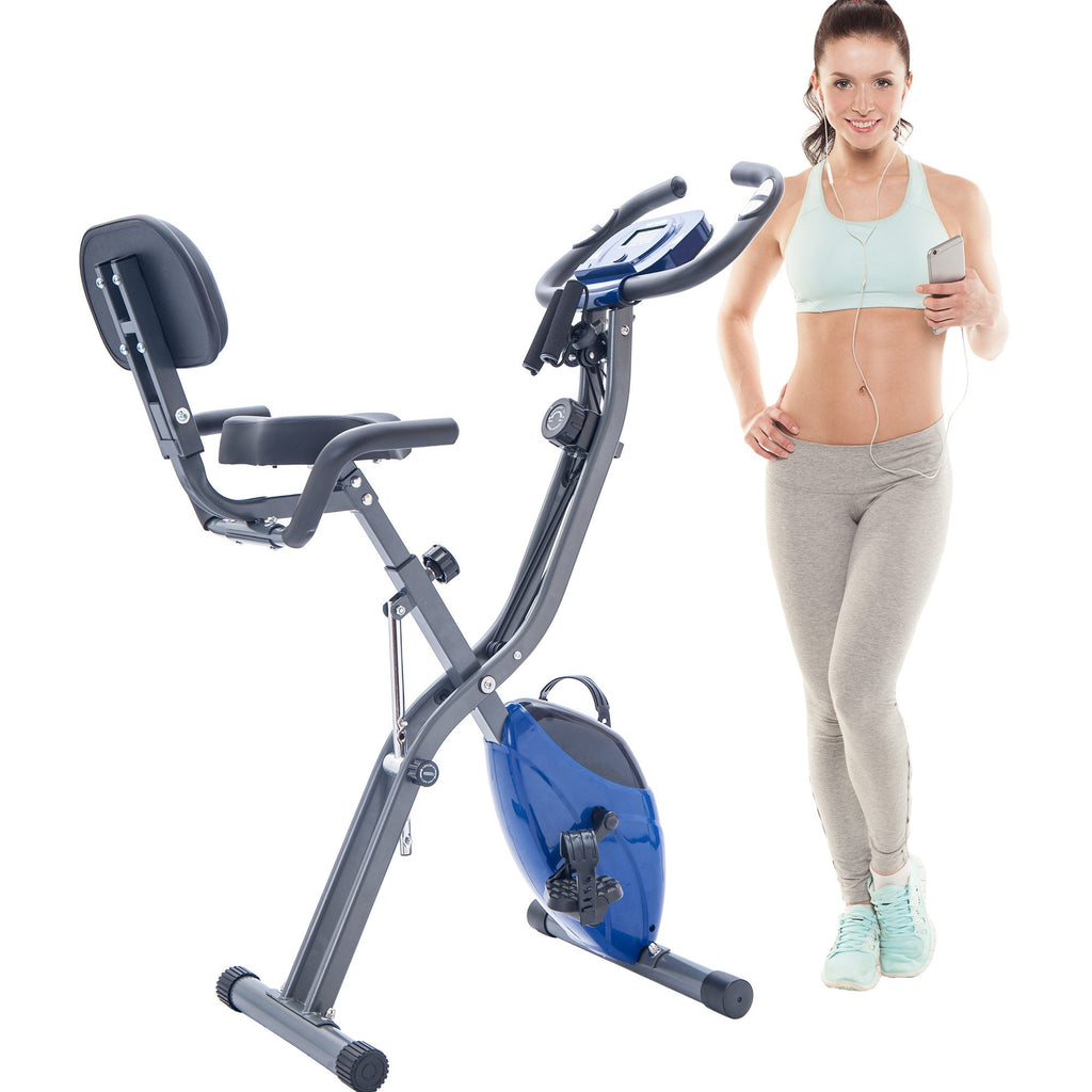 Exercise Bike,Workout Bikes for Home,Folding Stationary Bikes for Home with 16-Level Magnetic Resistance, 300LBS Capacity X-Bike Indoor Exercise Equipment with Heart Rate Sensor & LCD Monitor