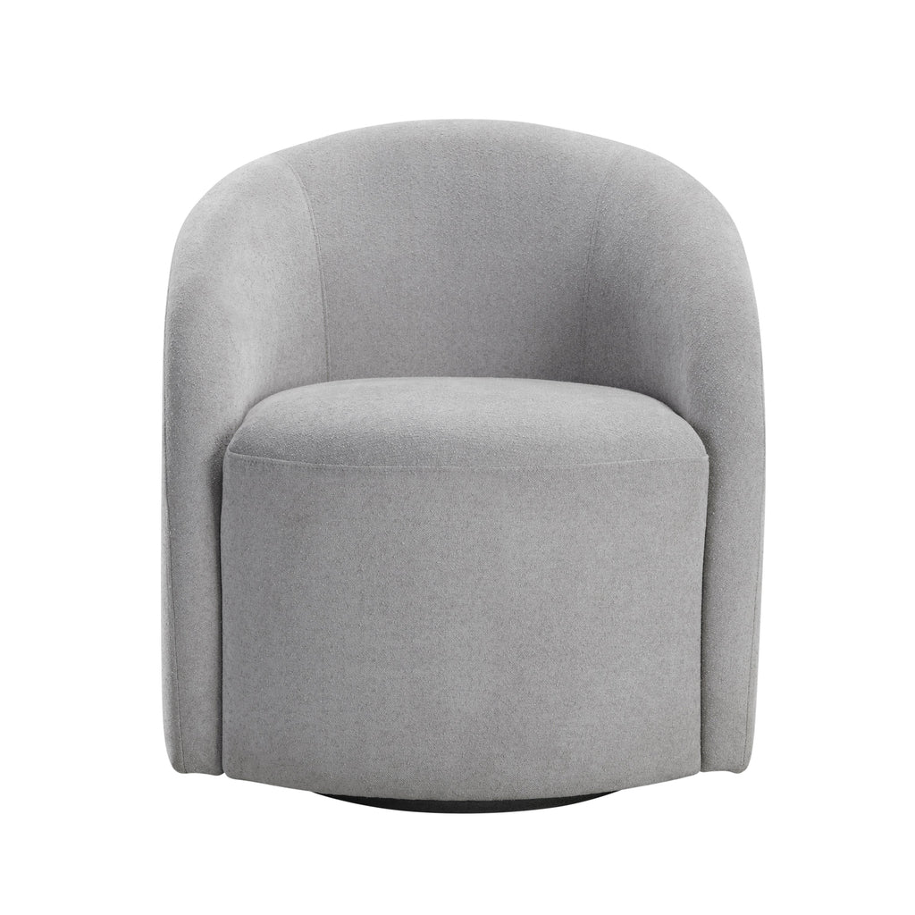 Light Gray Boucle Swivel Barrel Chair 1pc Solid Wood Durable Contemporary Living Room Furniture Luxurious Accent Seating