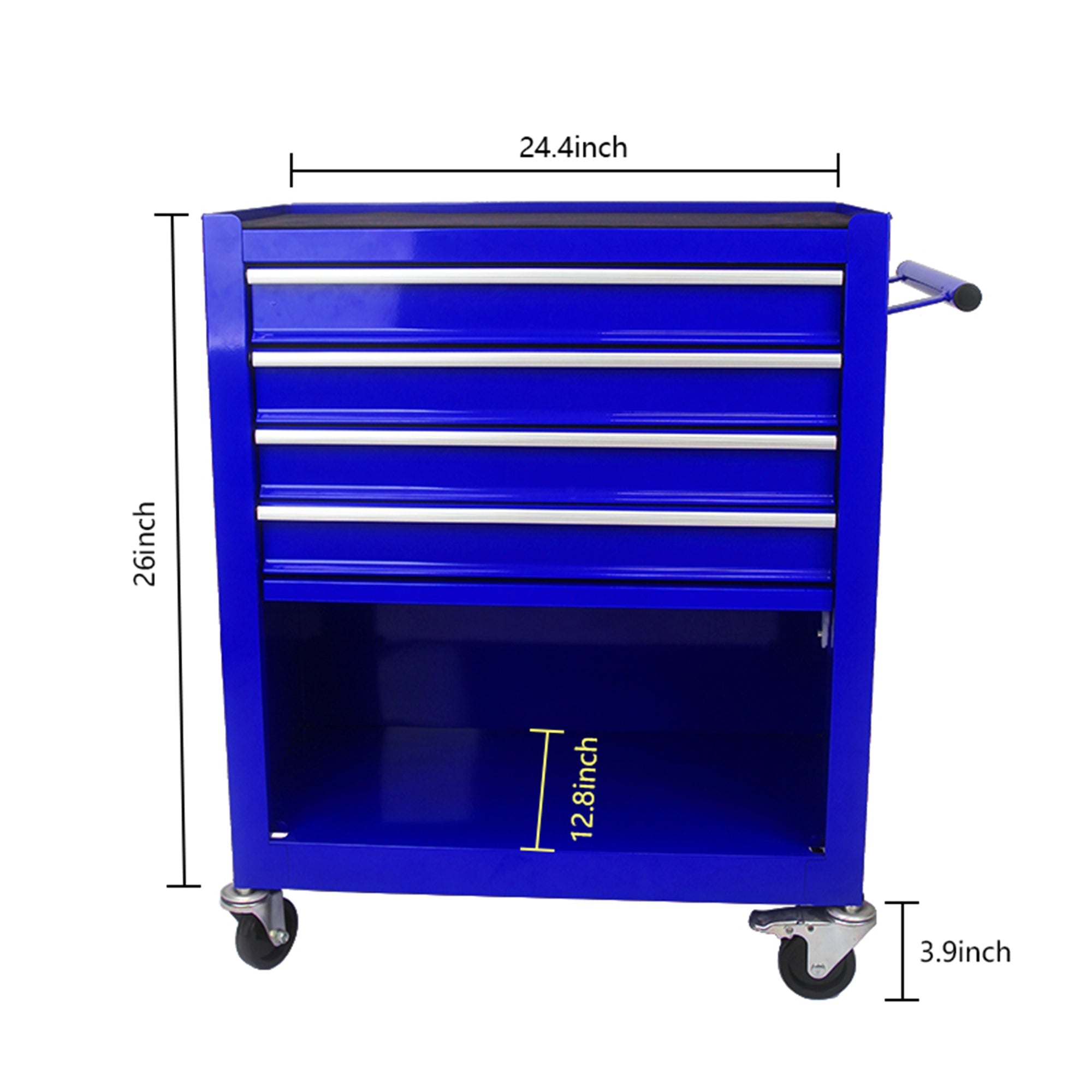 4 Drawers Multifunctional Tool Cart With Wheels-Blue