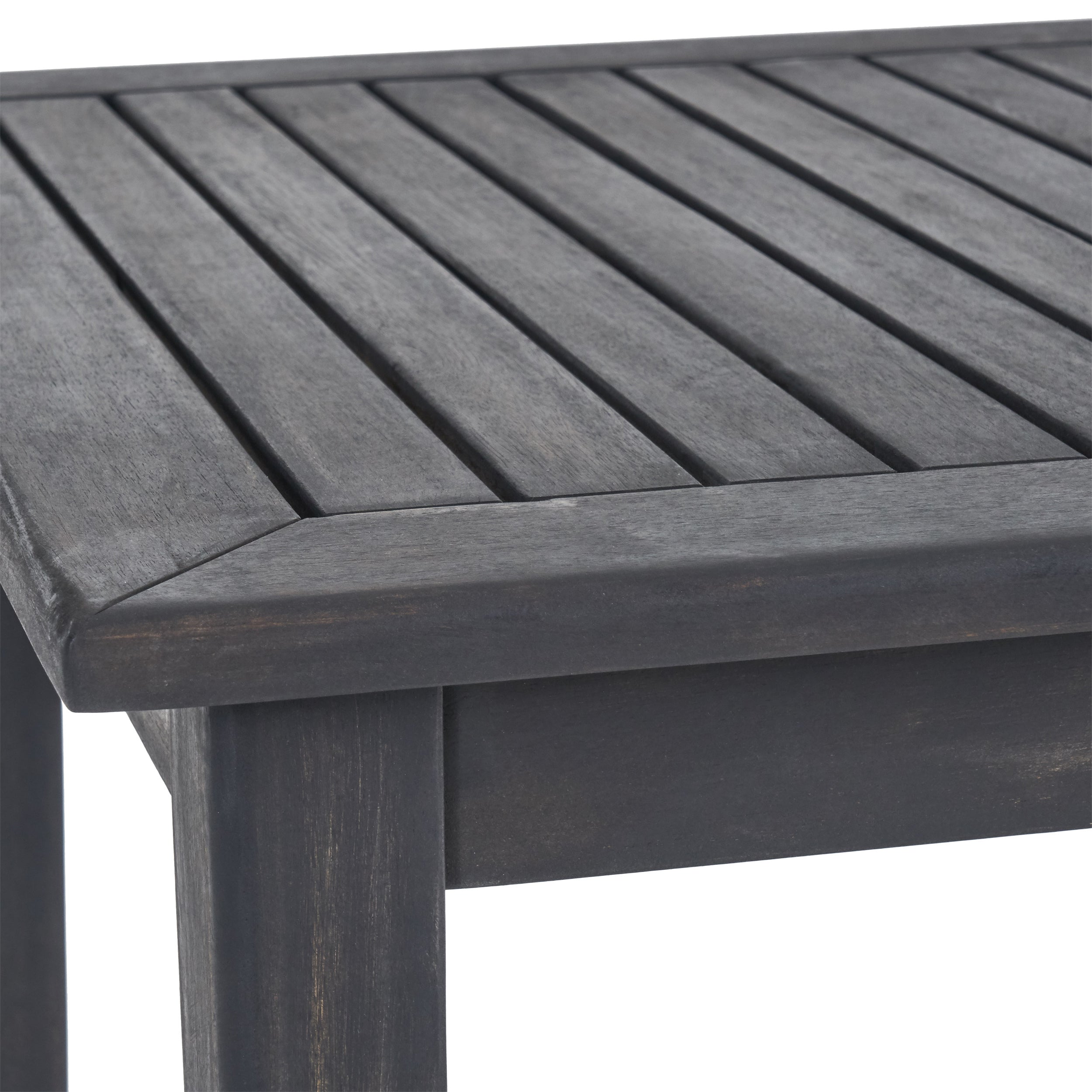 Outdoor Minimalist Acacia Wood Rectangle Bar Table - Dark Gray Finish 45x26 Inches