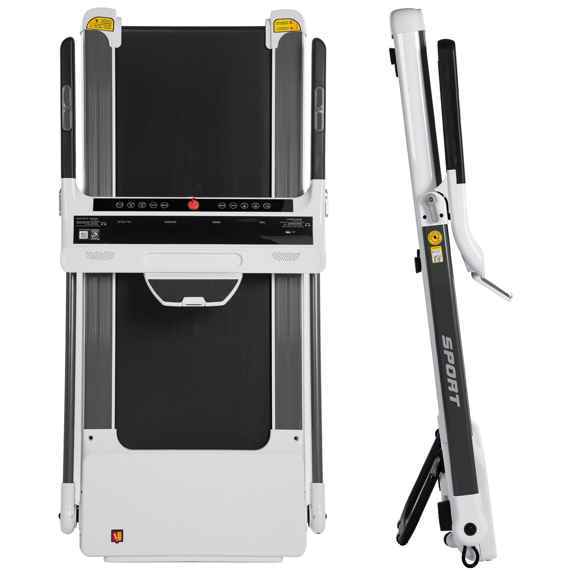 FITIME Portable Compact Treadmill with Electric Motorized 3.5HP, Bluetooth Speaker, White Metal, Medium Size