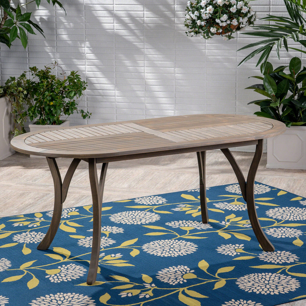 Acacia Wood 70' Dining Table - Stylish Gray Outdoor Table