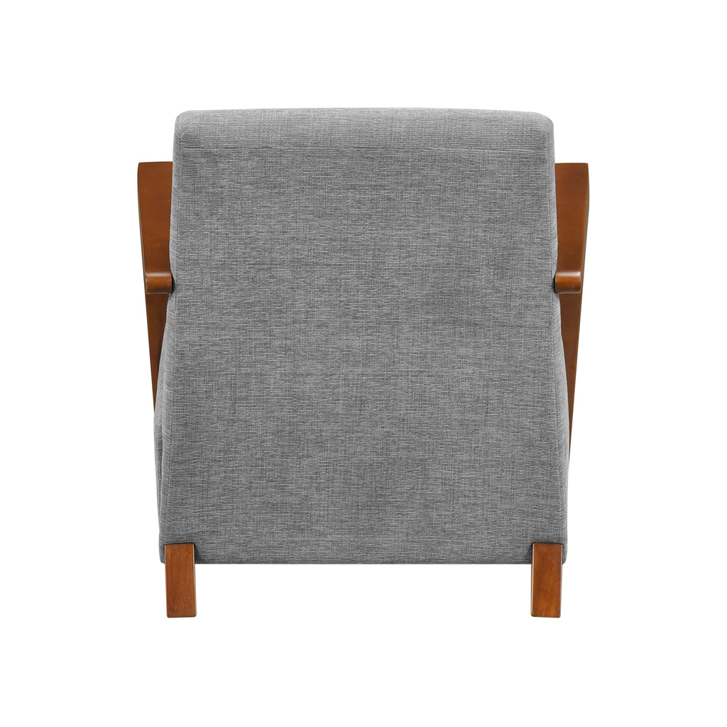 Ultra-Modern Accent Chair Gray Fabric Foam Seat Cushion Solid Wood Luxury Living Room Furniture 1pc