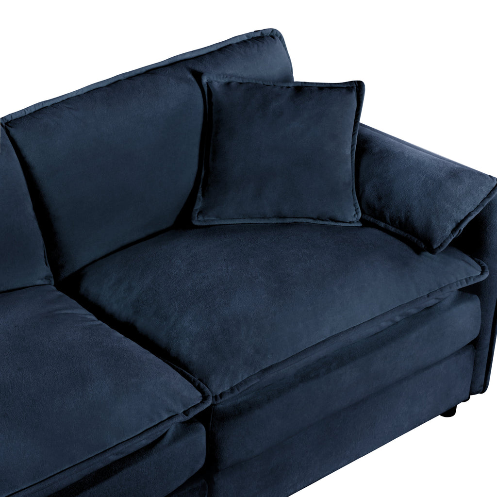 Modular Sectional Sofa, Oversized Deep Seat U Shaped Couch Set for Living Room, 3-Seater Comfy Cloud Couches with 2 Movable Ottomans, DIY Combination, Chenille,Blue