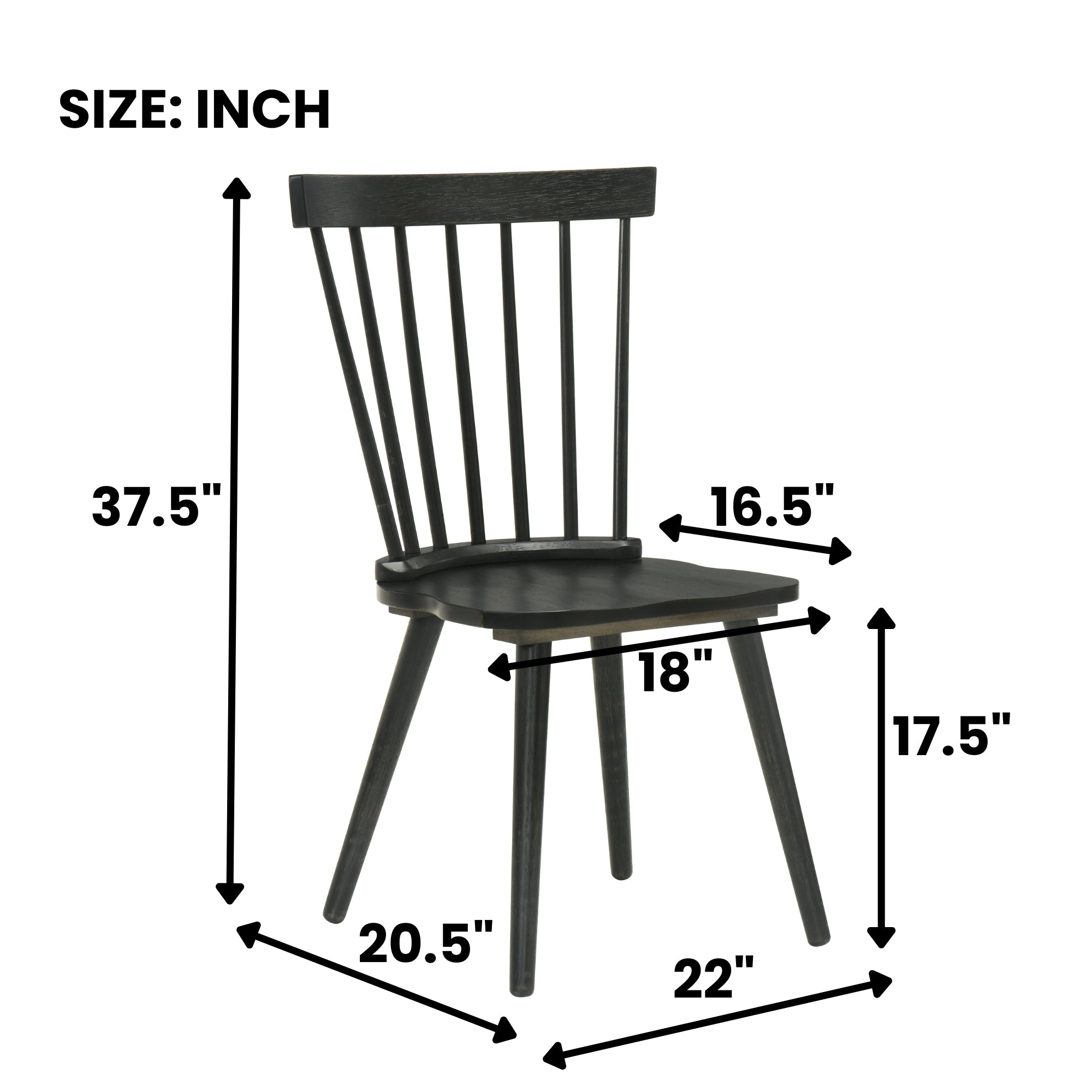 [Set of 2] Rustic Farmhouse Dining Chairs, Solid Wood Side Chairs, Easy Assembly for Kitchen & Dining Room