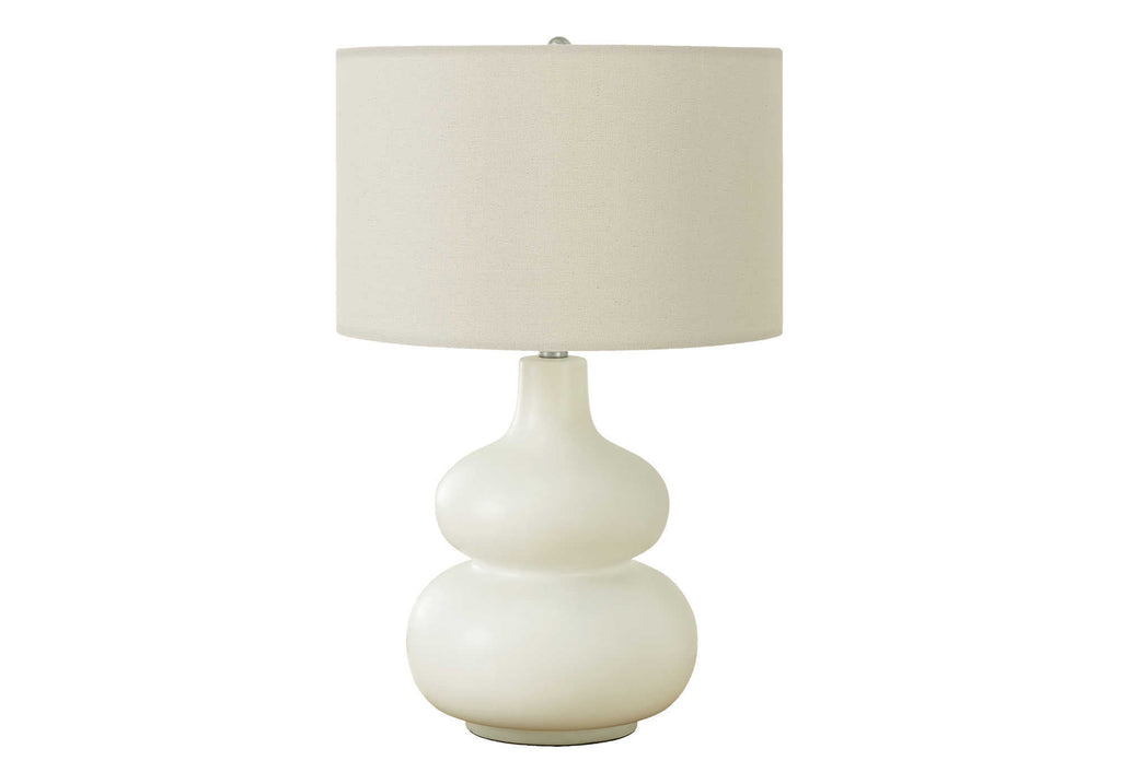Lighting, 25'h, Table Lamp, Ivory / Cream Shade, Cream Ceramic, Contemporary
