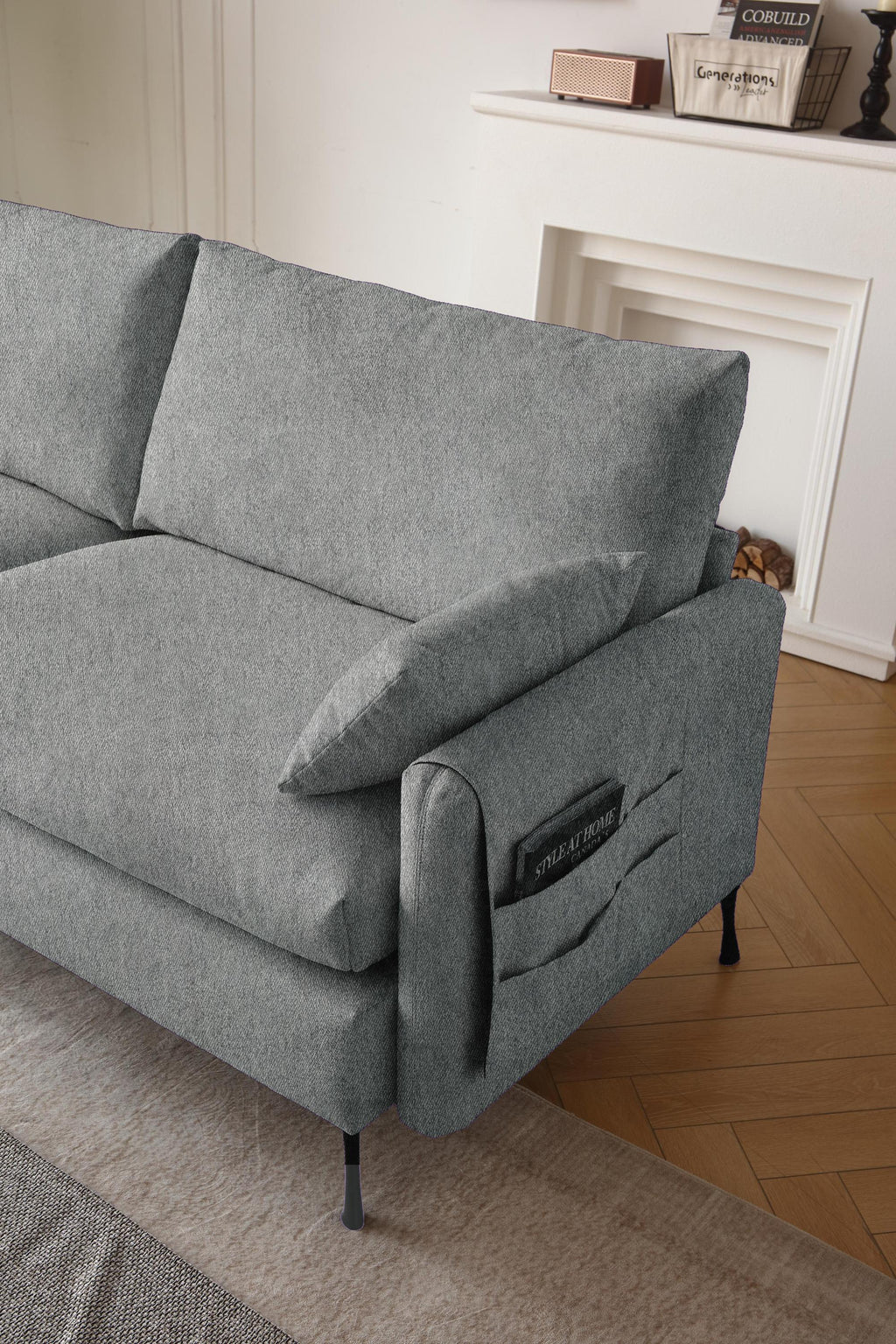 Deep 3-Seater Cloud Couch with 2 Armrest Pillows and 2 Toss Pillows, Love Seat for Living Room Bedroom Office Apartment, Grey