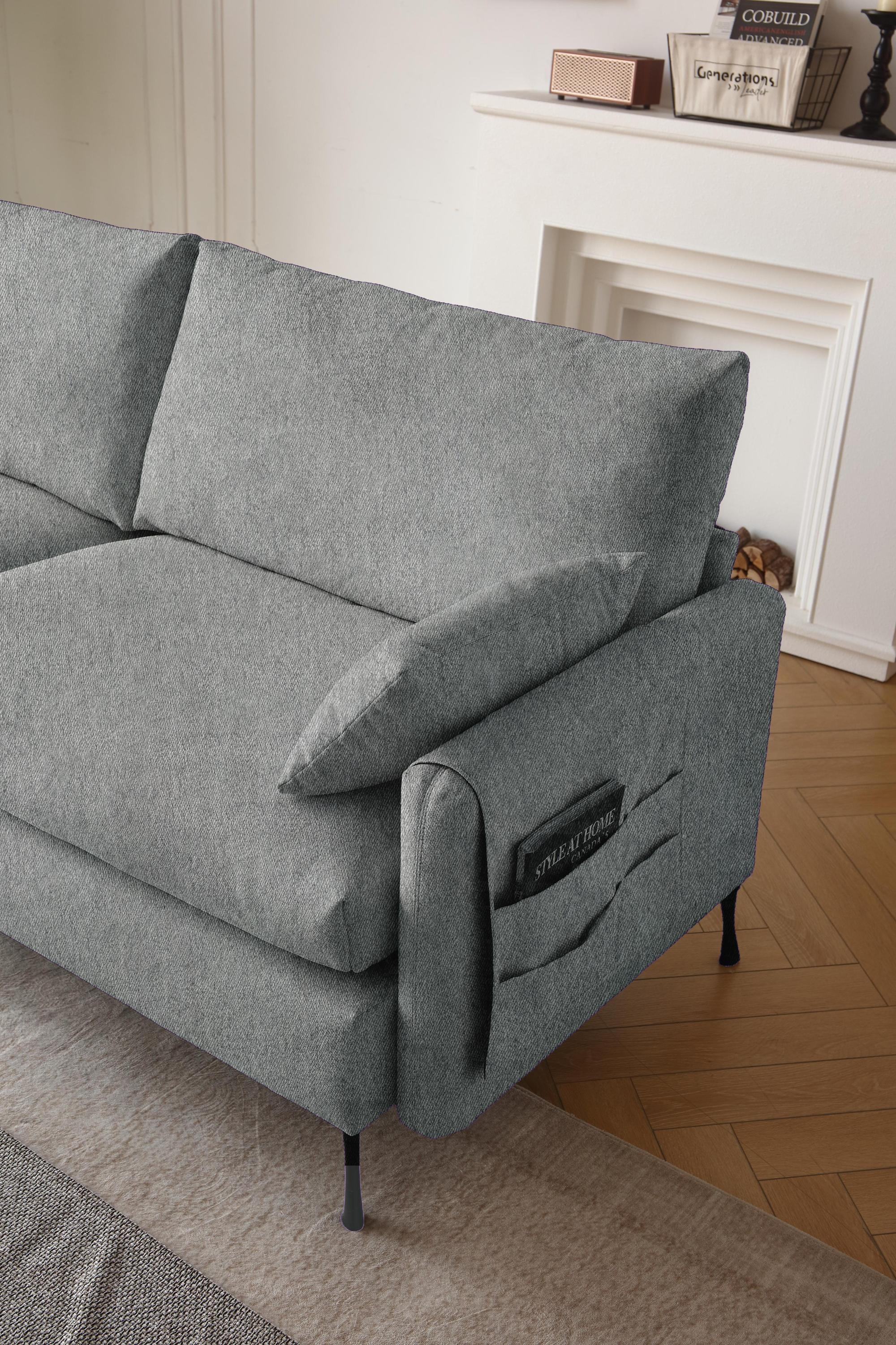 Deep 3-Seater Cloud Couch with 2 Armrest Pillows and 2 Toss Pillows, Love Seat for Living Room Bedroom Office Apartment, Grey