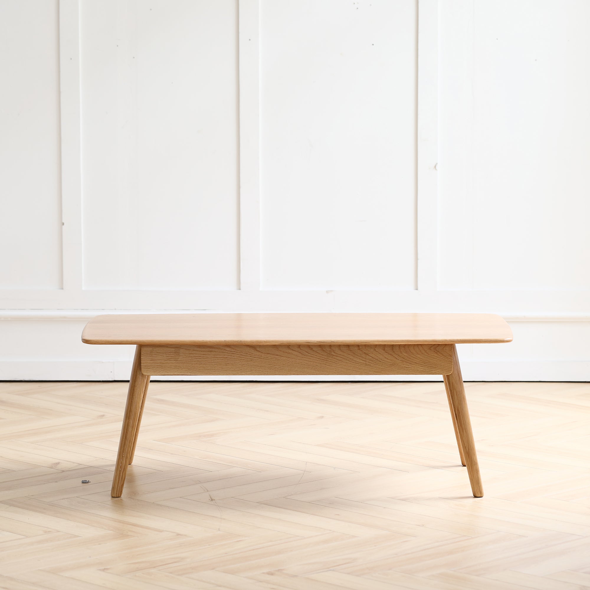 Solid Wood 2-Drawer Coffee Table Natural Oak 39.37 Inch