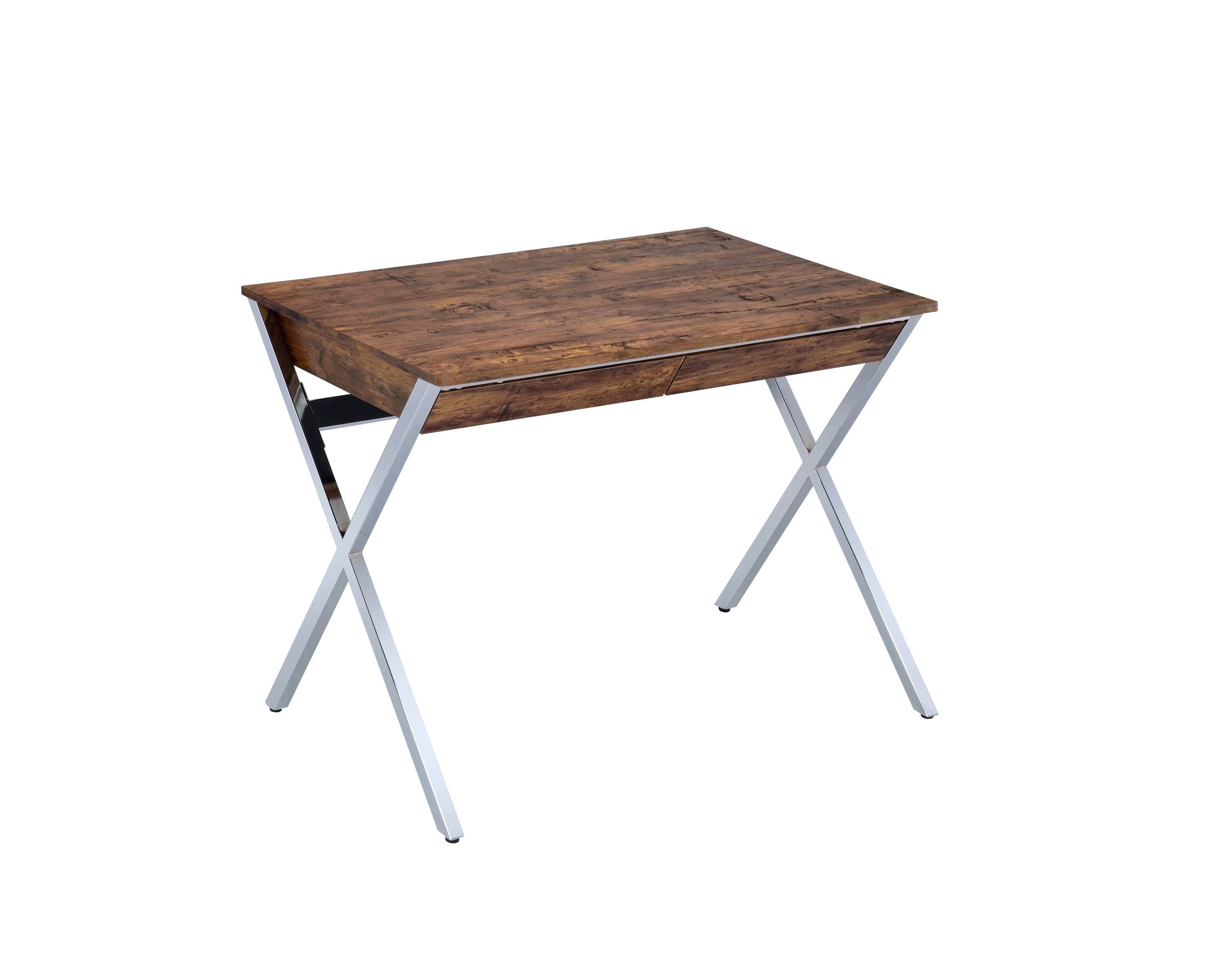 Callers Weathered Oak & Chrome Finish Writing Desk