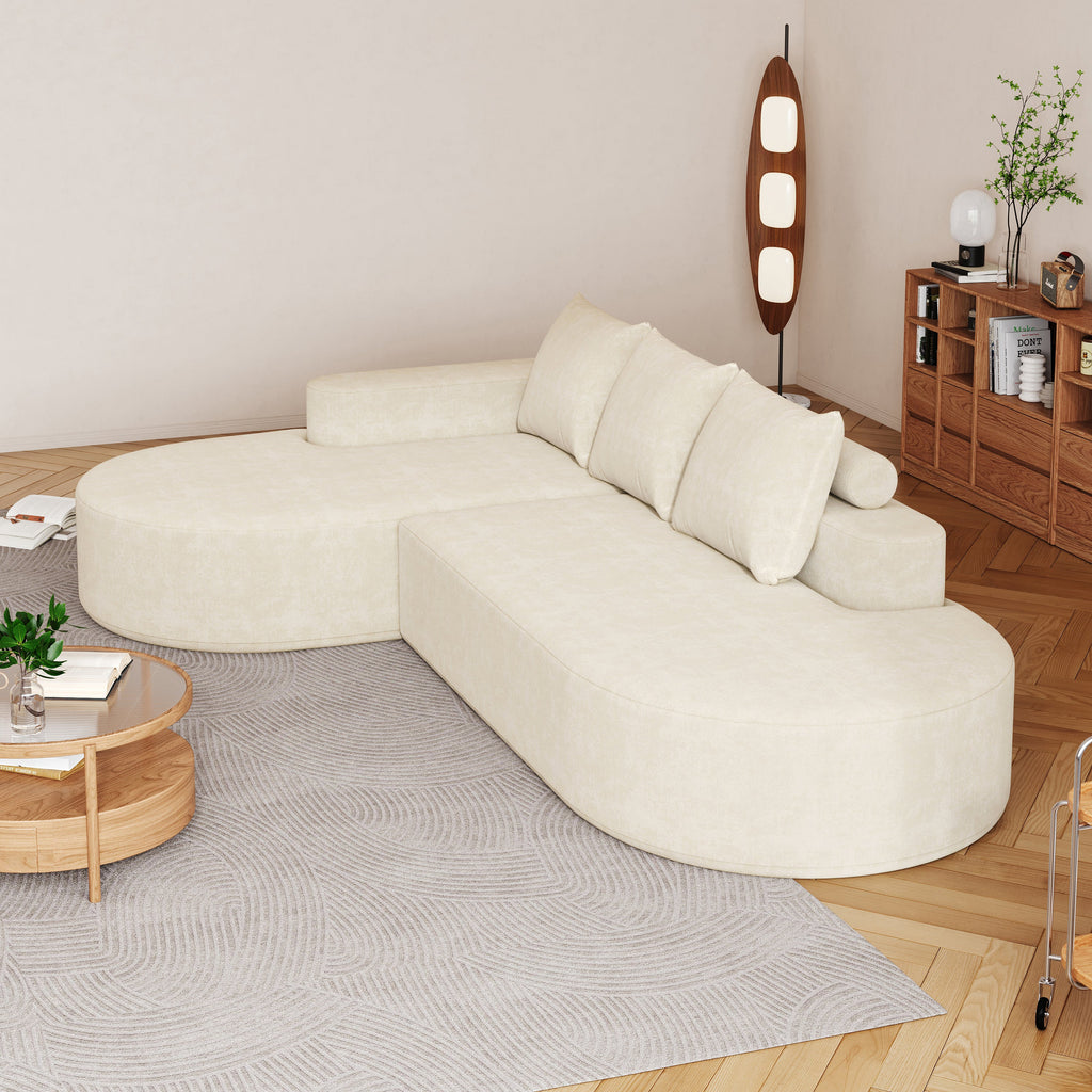 Modern Curved sofa ,Chenille Upholstered Sectional Sofa Couch Set,Modular 108.5' L Shaped Sectional Living Room Sofa Set With 3 Pillows,Free Combination Sofa Couch for Living Room,Bedroom