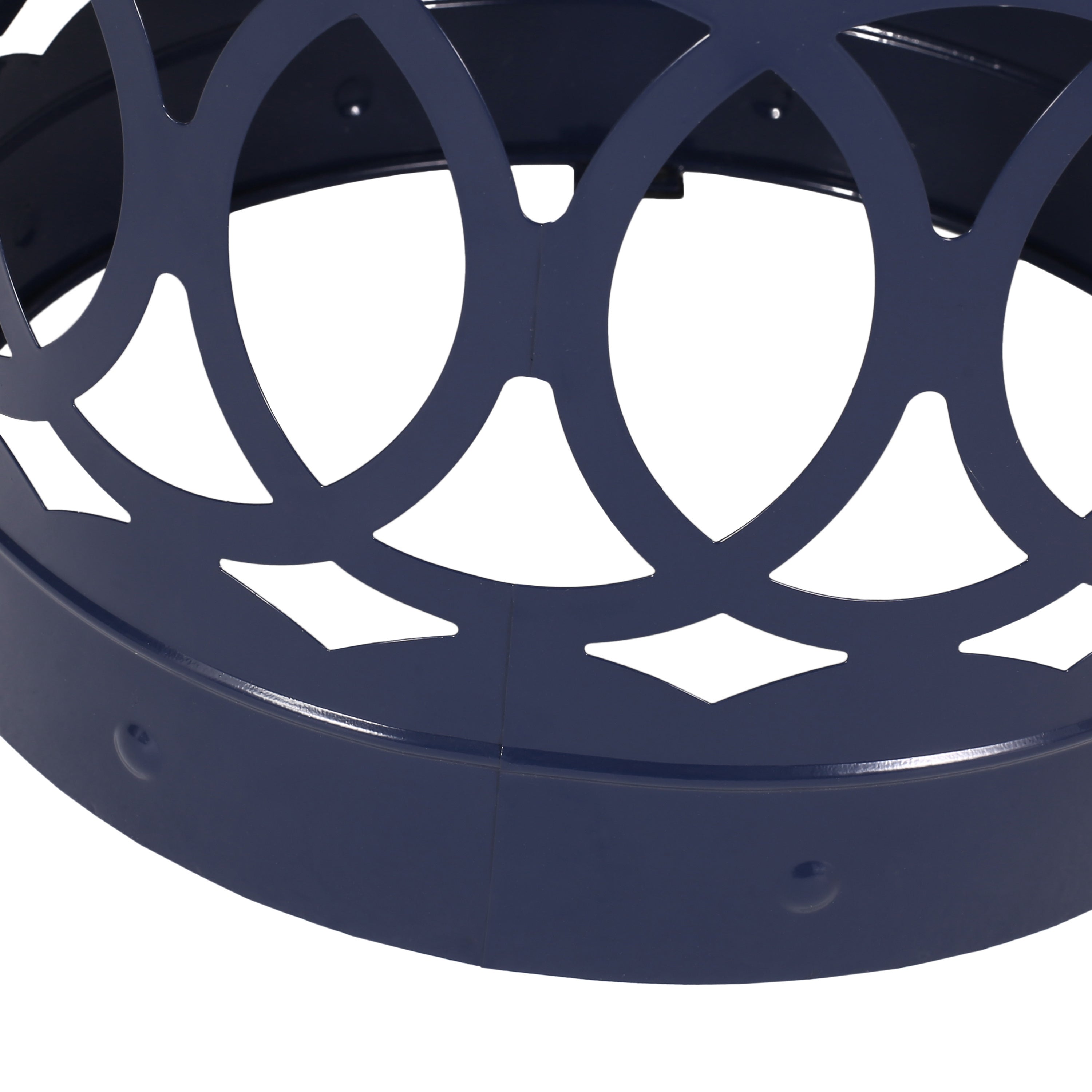 Contemporary Outdoor Metal End Table with Modern Design in Navy Blue Iron Material - Large Size