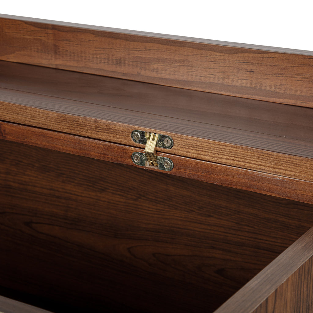 Queen Size Murphy Bed, Pine Wood Cabinet Bed with Power Station and Rattan Decoration Panel,Walnut