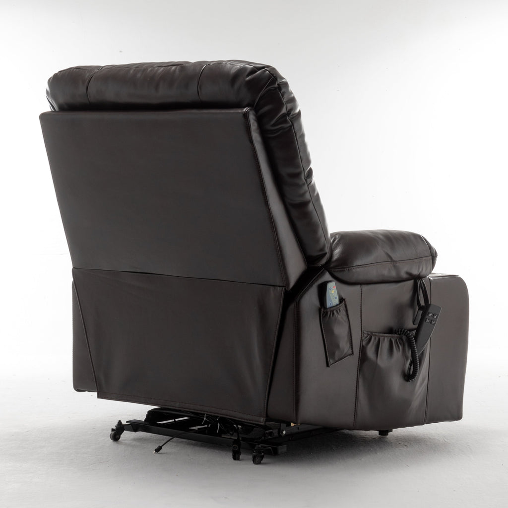 Lift Chair for Big and Tall Person with Inconvenient Legs: High Density Foam Lift Sofa with Heat and Massage, 2 Pockets, 2 Cup Holder, 2 Remote, OKIN Motor