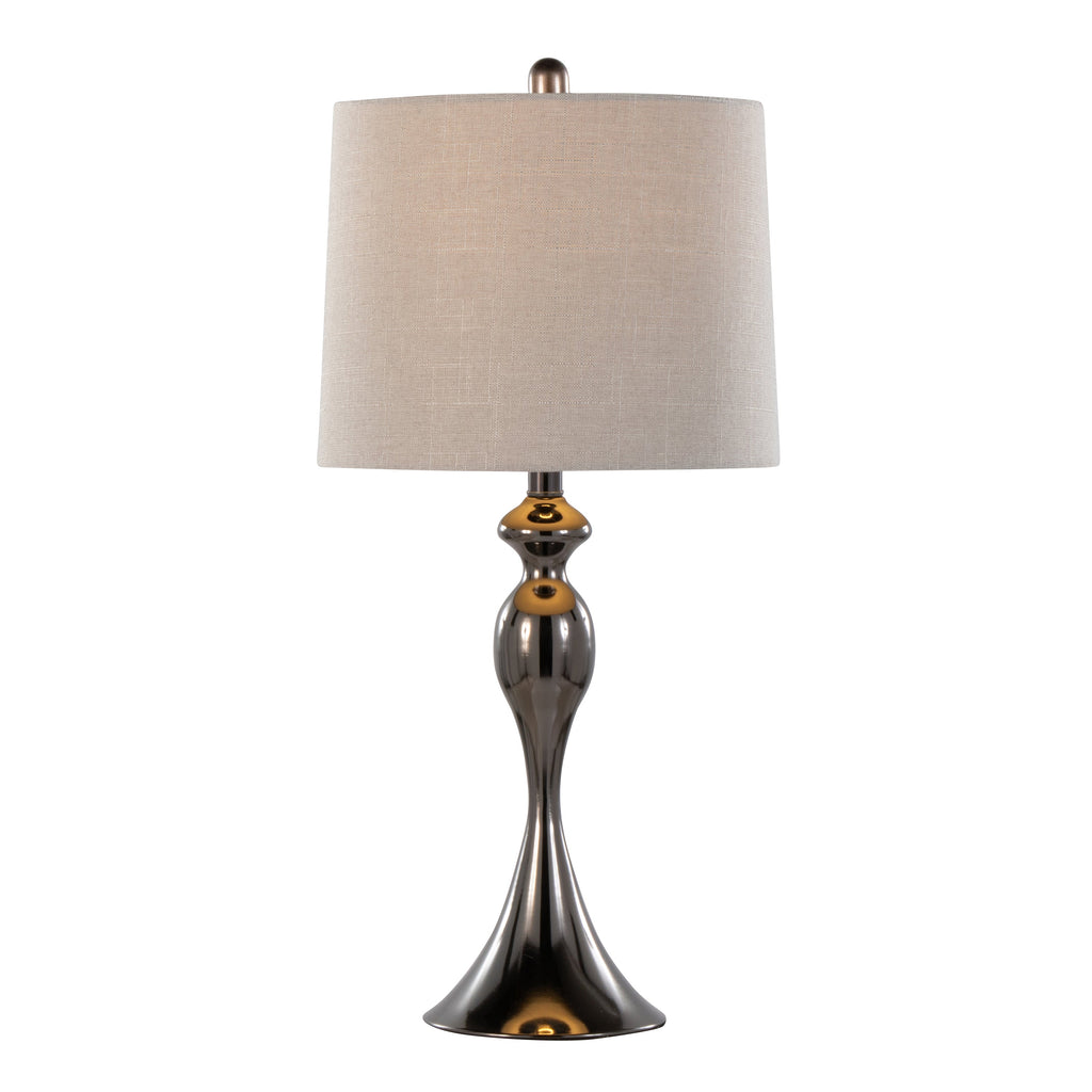 Ashland 27' Contemporary Metal Table Lamp in Gun Metal with Light Grey Textured Slub Linen Shade from Grandview Gallery by LumiSource - Set of 2