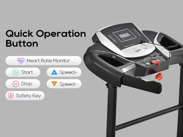 Treadmills for Home, Folding Treadmill with Incline and Heart Rate Sensor, 2.5HP Quiet Brushless with USB Charge Station, Small Space Portable Running Walking Machine, 300lbs Weight Capacity