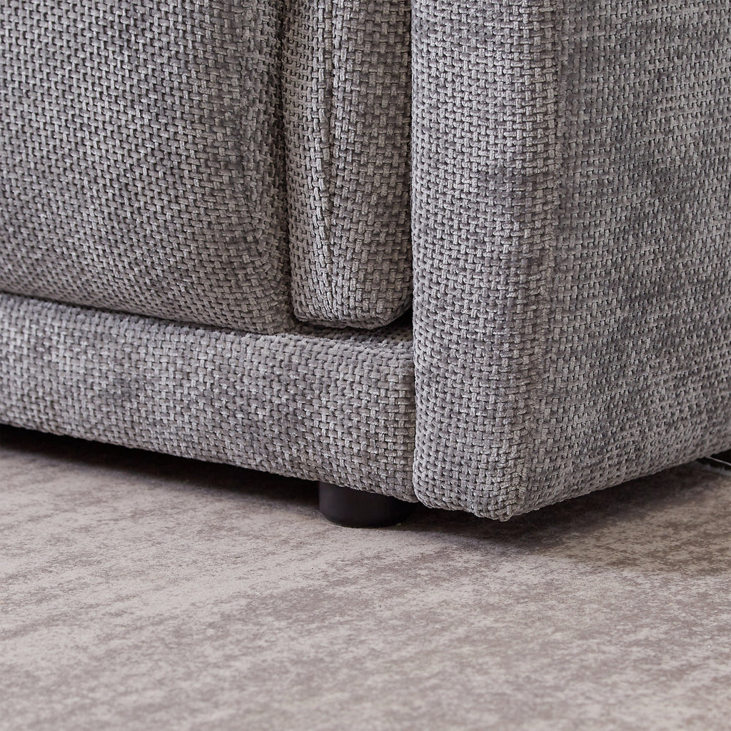 98.5' 3-seater sofa with unique design and soft arm pillows Contemporary style linen sofa with 3 comfortable cushions with 2 pillows Suitable for living room bedroom and office,grey