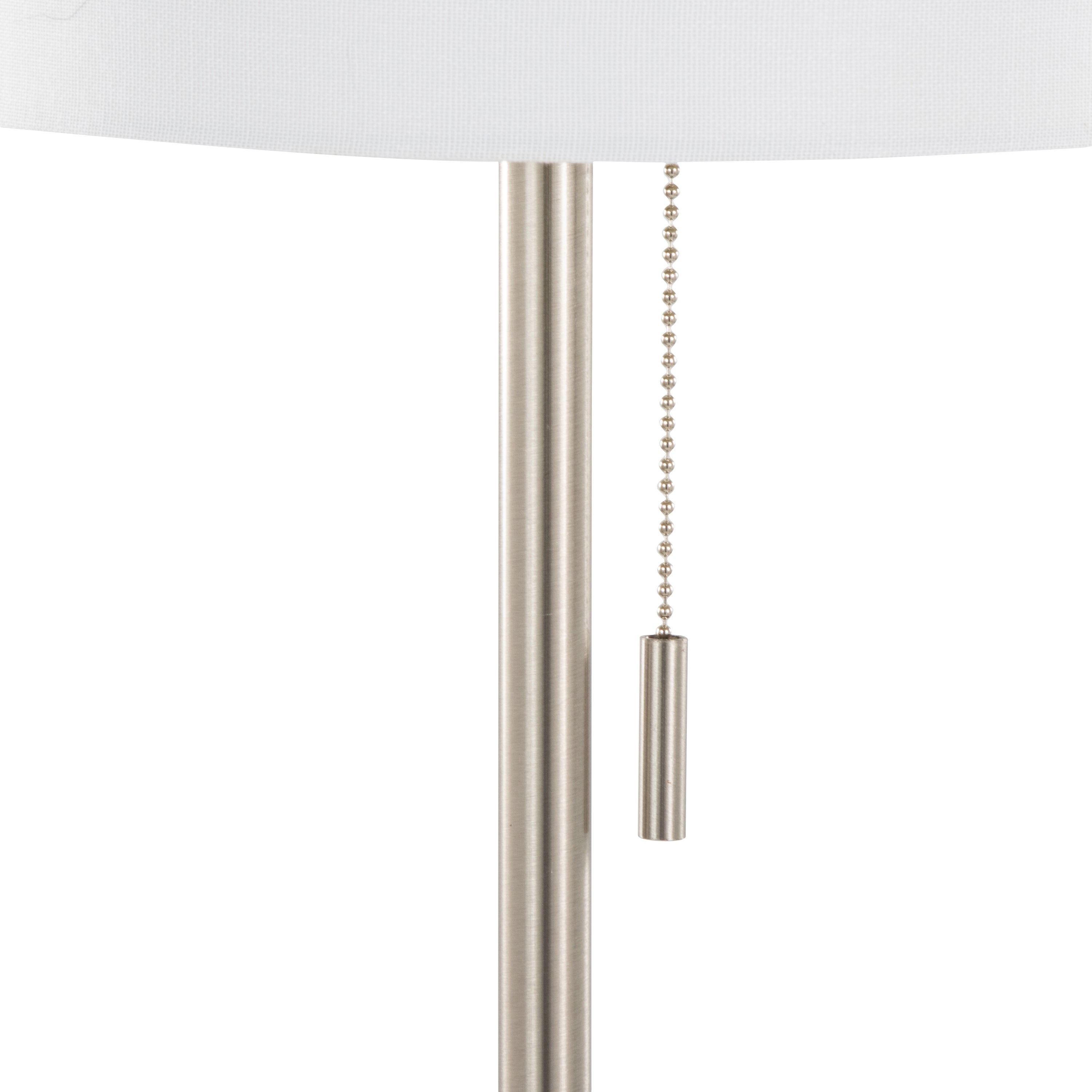 Bounty 62' Contemporary Metal Floor Lamp in Brushed Nickel with White Textured Linen Shade from Grandview Gallery by LumiSource