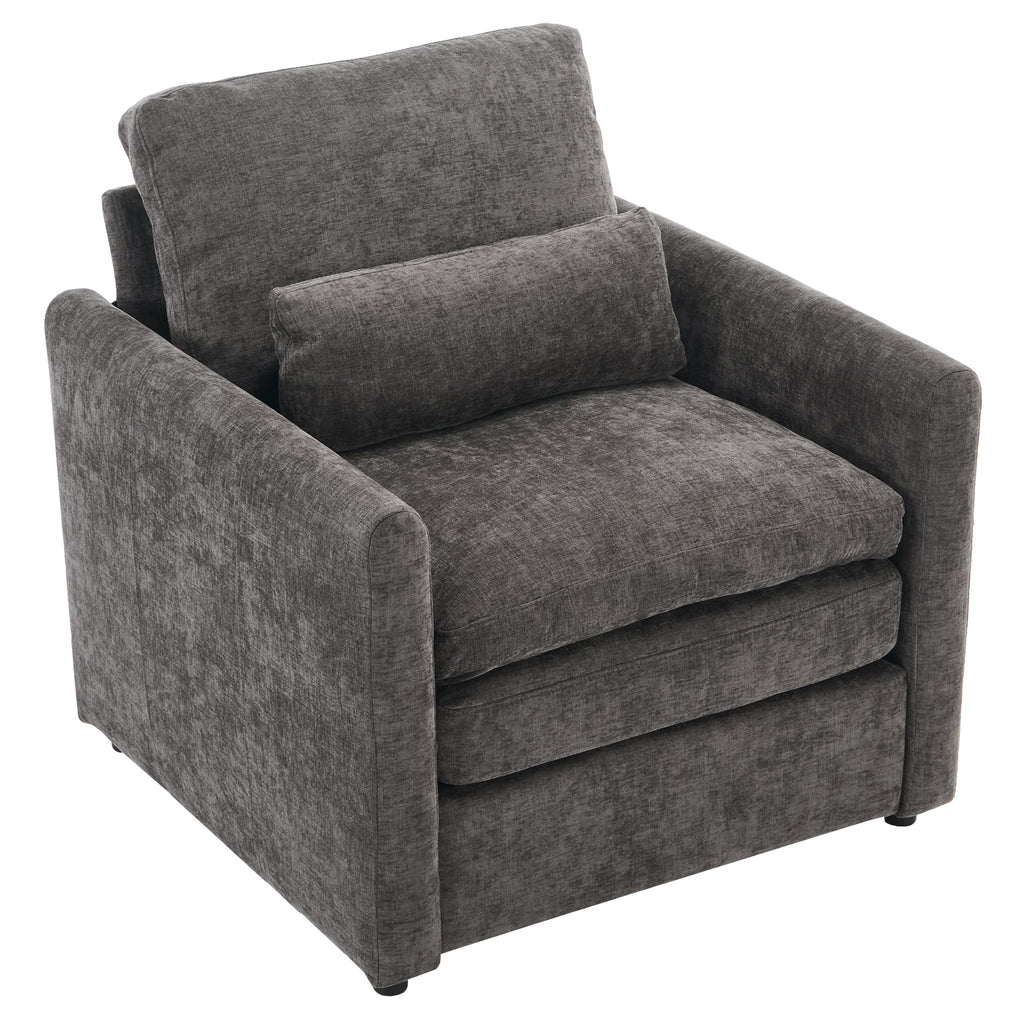31.9' Cozy Upholstered Armchair Oversized Comfy Cloud Sofa Double Cushion Single Sofa Plush Cushion Armchair for Living Room, Grey