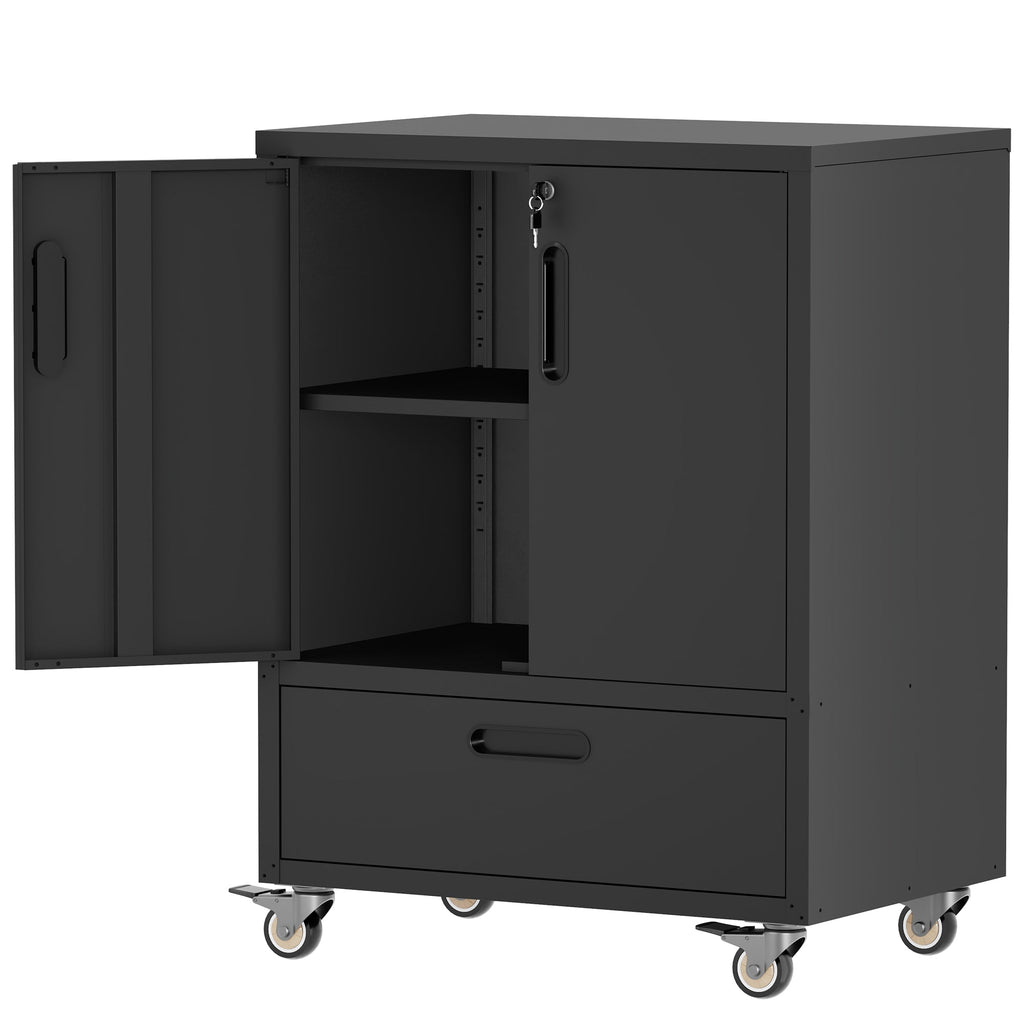 Tool Cart with Wheels, 40' H x 30' W x 20' D, Mobile Tool Cabinet with Lockable Casters & Drawer, Heavy-Duty Steel Storage Organizer for Garage, Workshop, Office - Easy 30-Min Assembly