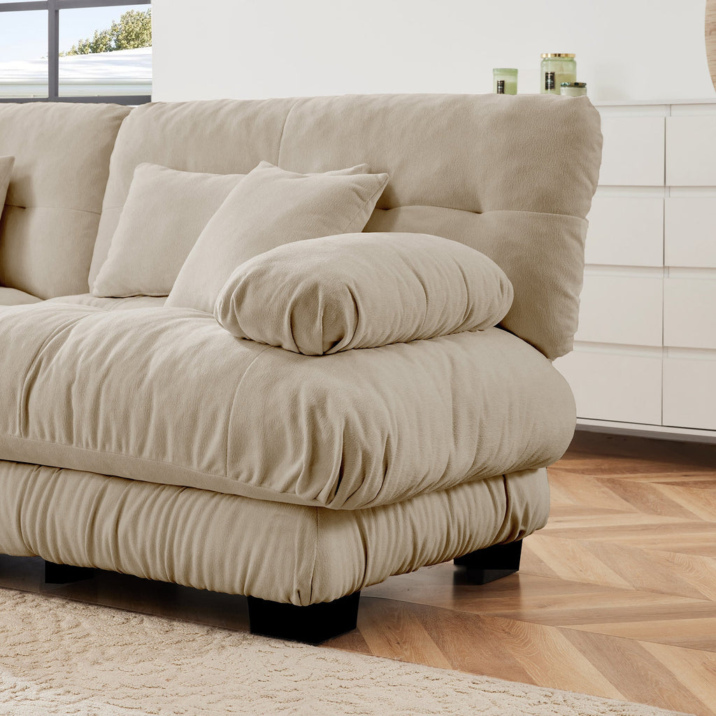 Free Combination Modular Sectional Sofa,U Shaped Couch for Living Room, 4-Seater Comfy Cloud Couch with 2 Ottomans, Chenille Light coffee