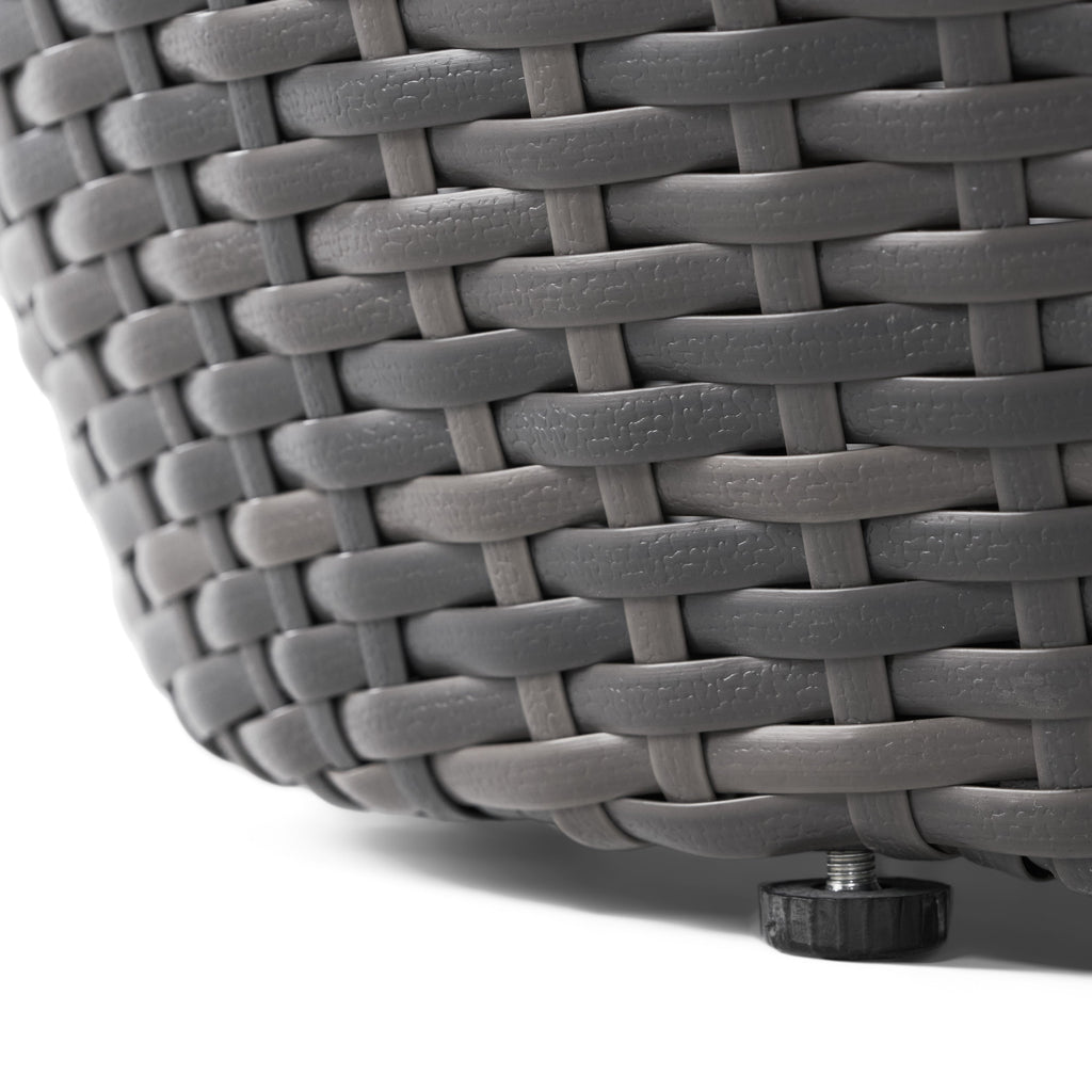 Outdoor Wicker Patio Side Table with Durable Polyethylene Frame in Grey, 20'' H x 19.25'' W