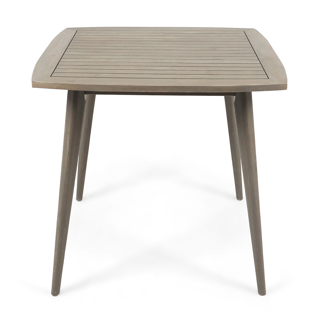 Modern Outdoor Square Acacia Wood Table with Straight Legs, Gray Finish, 35.5 x 35.5 x 30 Inches