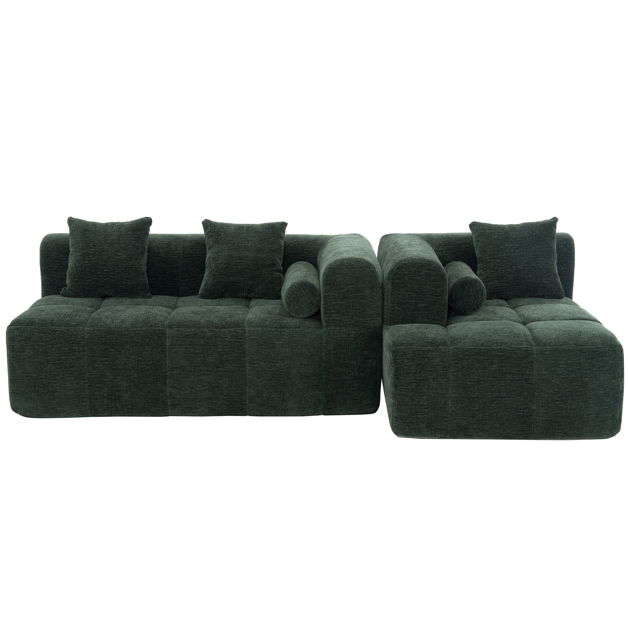 Modern Modular Sectional Sofa with Deep Seating, Green Chenille Fabric, 101.2'