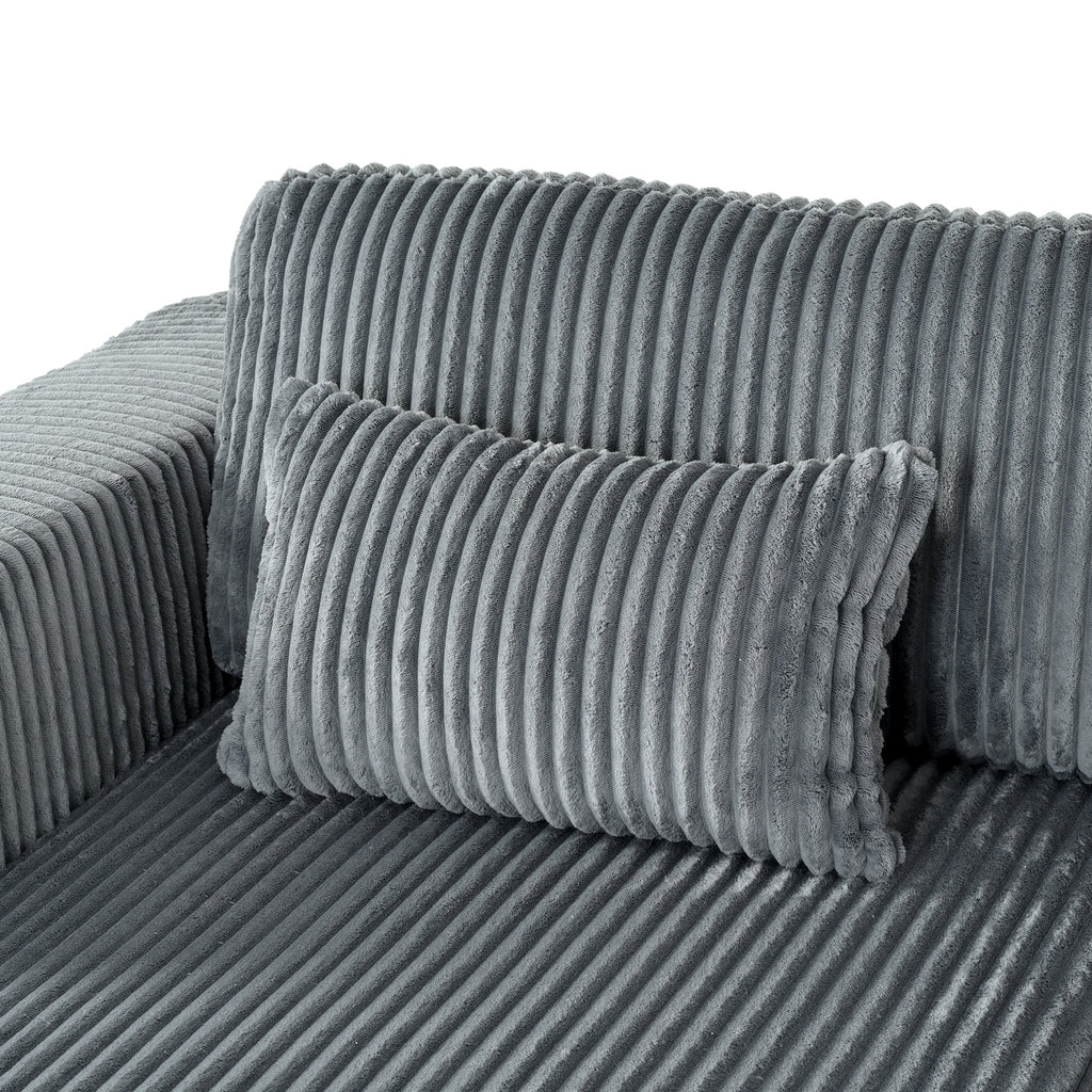U_Style Corduroy Double Sofa Bed with 2 Pillows, Perfect for Living Rooms, Apartments, Offices