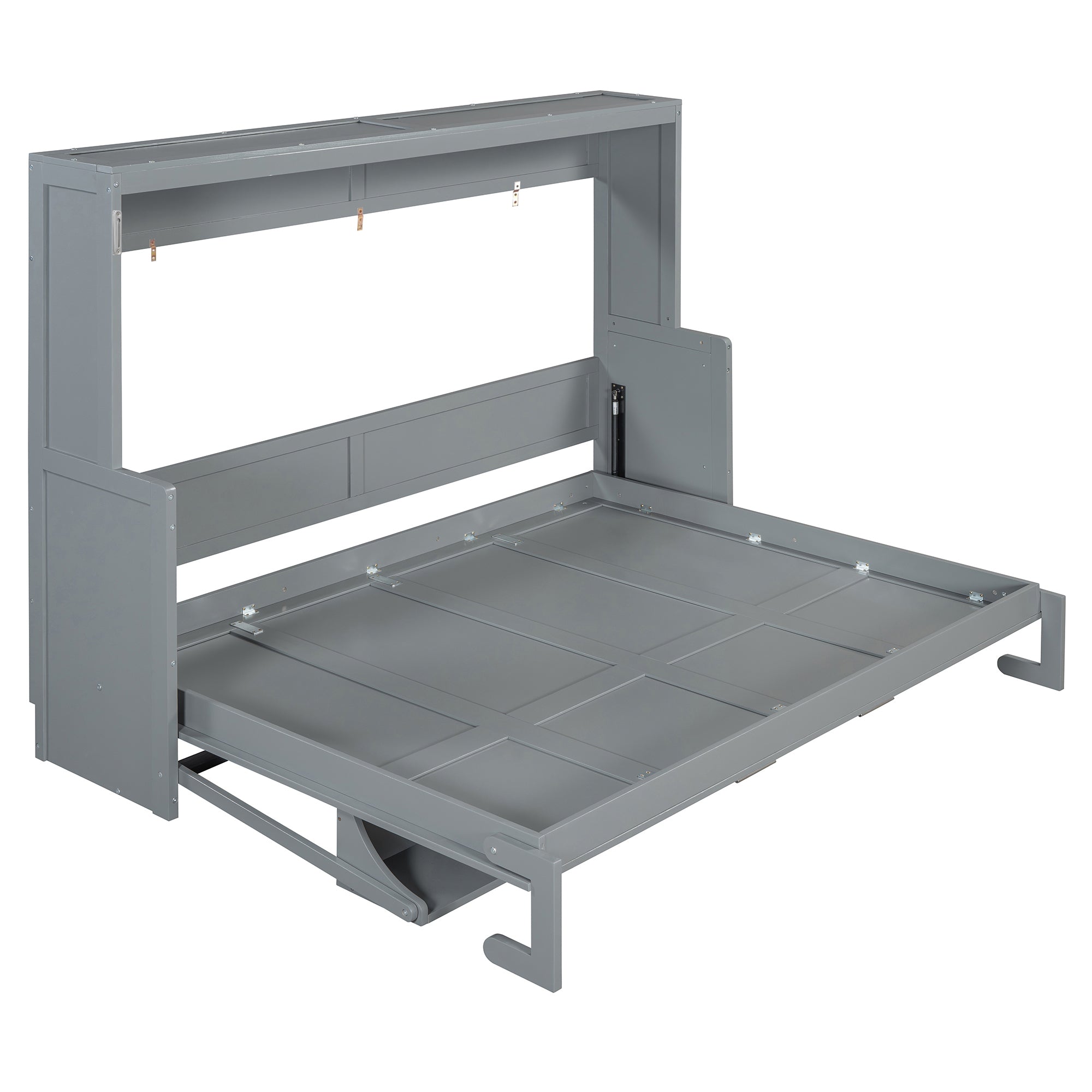 Queen Size Murphy Bed with Hydraulic Lift & Desk Design, Gray(OLD SKU: N820S00033E)
