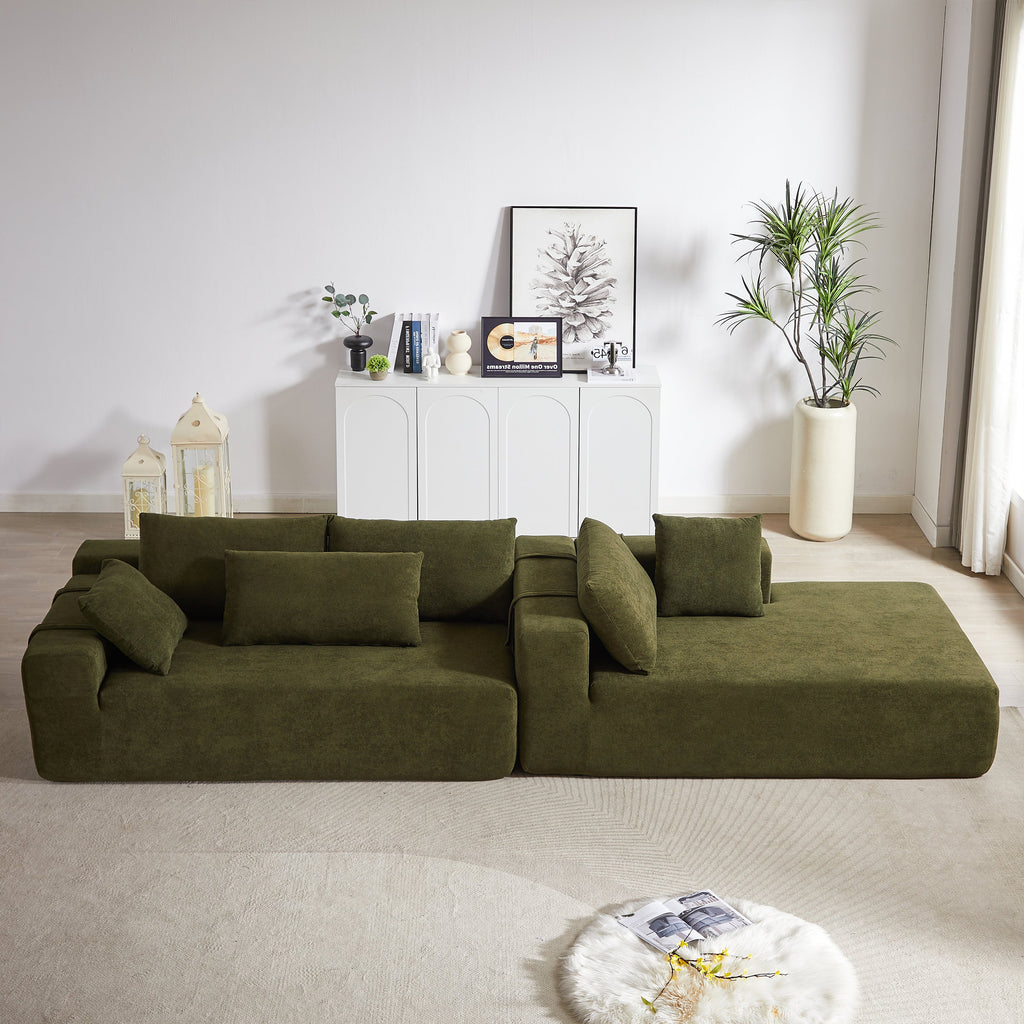 Modern Chenille Upholstered Sectional Sofa Couch Set,Modular 108' L Shaped Sectional Living Room Sofa Set With 6 Pillows,Free Combination Sofa Couch for Living Room,Bedroom(Right Chaise)