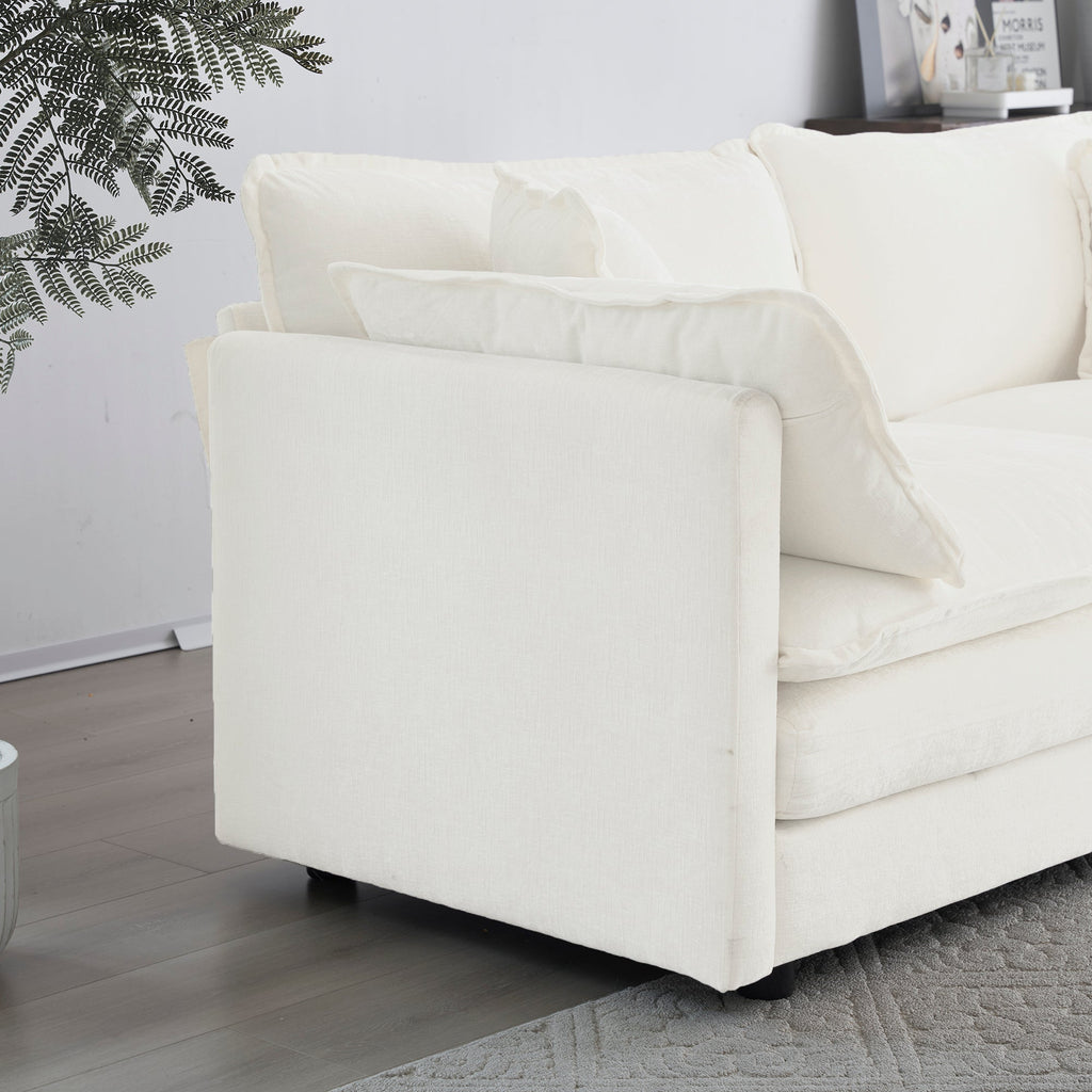Comfortable Deep Seat Reversible Modular 6 Seater Sectional Super Soft Sofa U Shaped Sectional Couch with 3 Ottomans, 3 Toss Pillows and 2 Arm Pillows