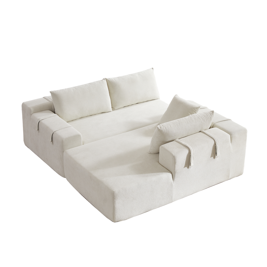 Modern Chenille Upholstered Sectional Sofa Couch Set,Modular 108' L Shaped Sectional Living Room Sofa Set With 6 Pillows,Free Combination Sofa Couch for Living Room,Bedroom(Right Chaise)