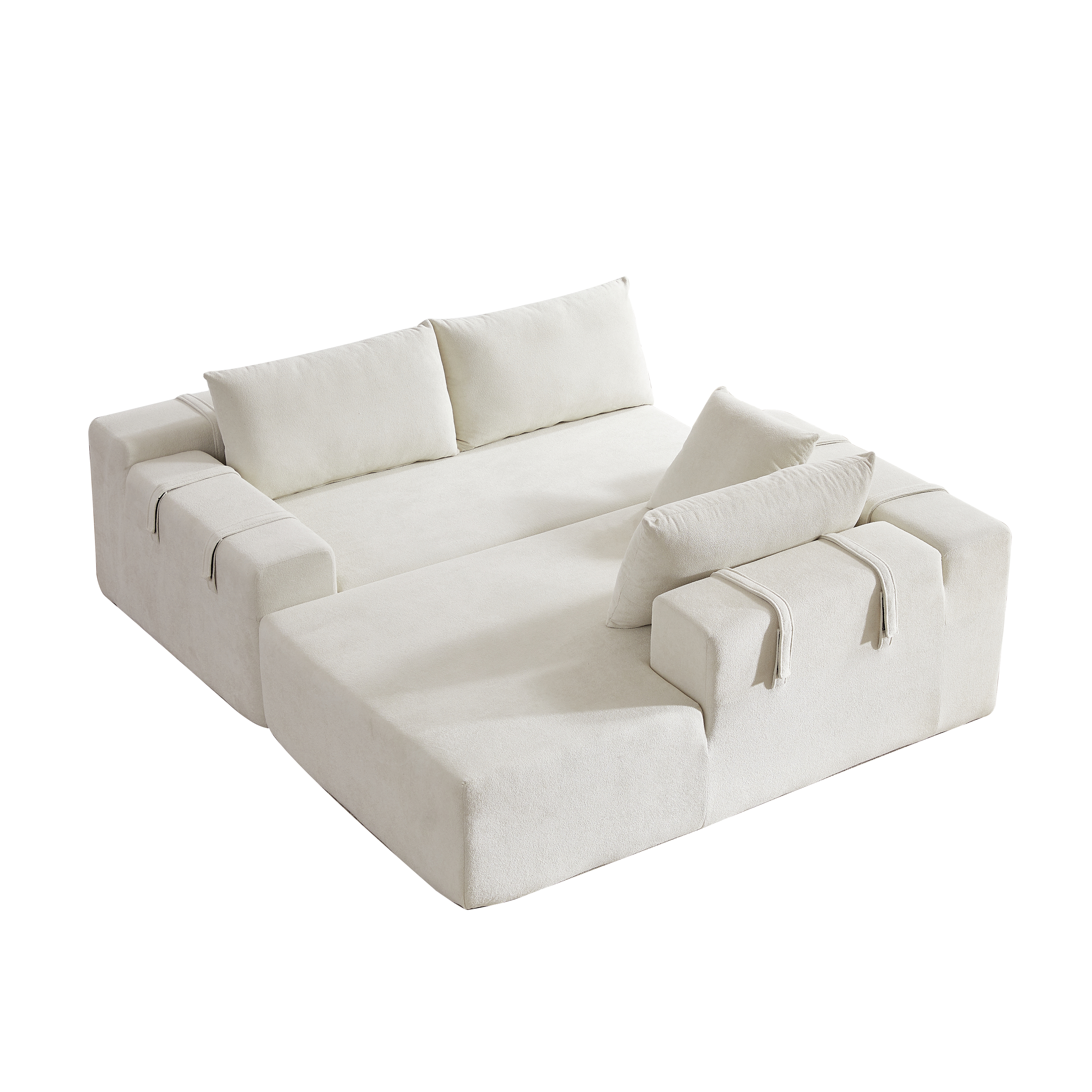 Modern Chenille Upholstered Sectional Sofa Couch Set,Modular 108' L Shaped Sectional Living Room Sofa Set With 6 Pillows,Free Combination Sofa Couch for Living Room,Bedroom(Right Chaise)