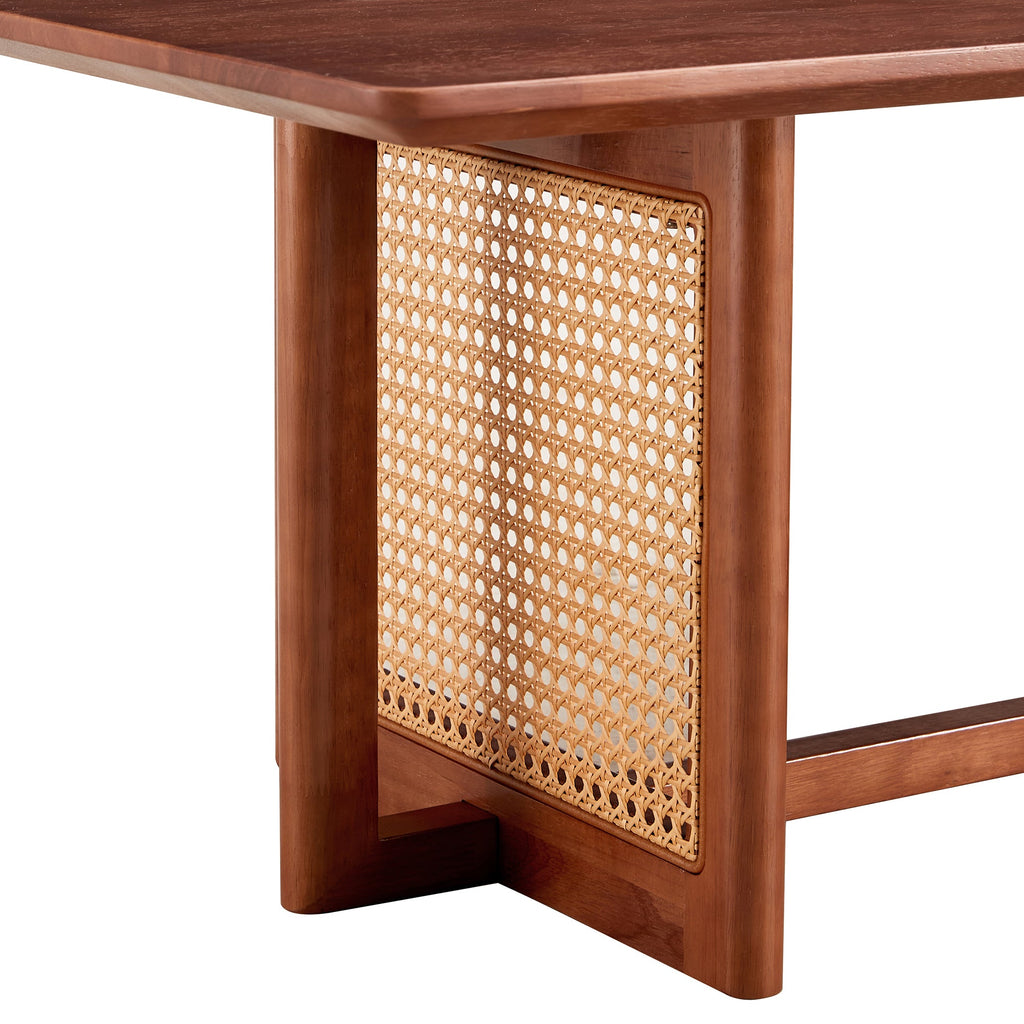 Chinese style log wind Imitation rattan Walnut color tea table rectangular solid wood coffee low table small family living room tea table