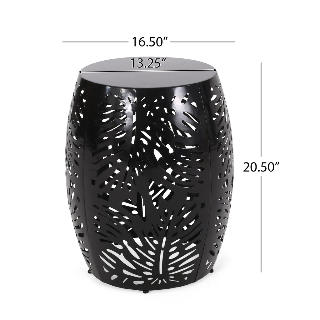 Modern Metal End Table - Large Decorative Accent Table Black Iron 16.50' x 16.50' x 20.50'