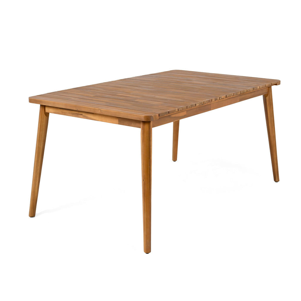 Acacia Wood Dining Table 6-Person Outdoor Table, Farmhouse Furniture for Patio, Garden, Backyard, Teak 180 LBS Weight Capacity 63'L