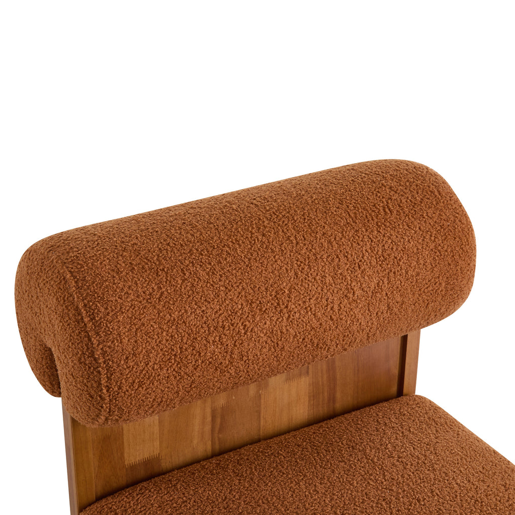 Modern Boucle Lounge Chair with Solid Wood Frame and Rolled Backrest, Soft and Durable Boucle Upholstery, Ideal for Living Room, Bedroom, or Office
