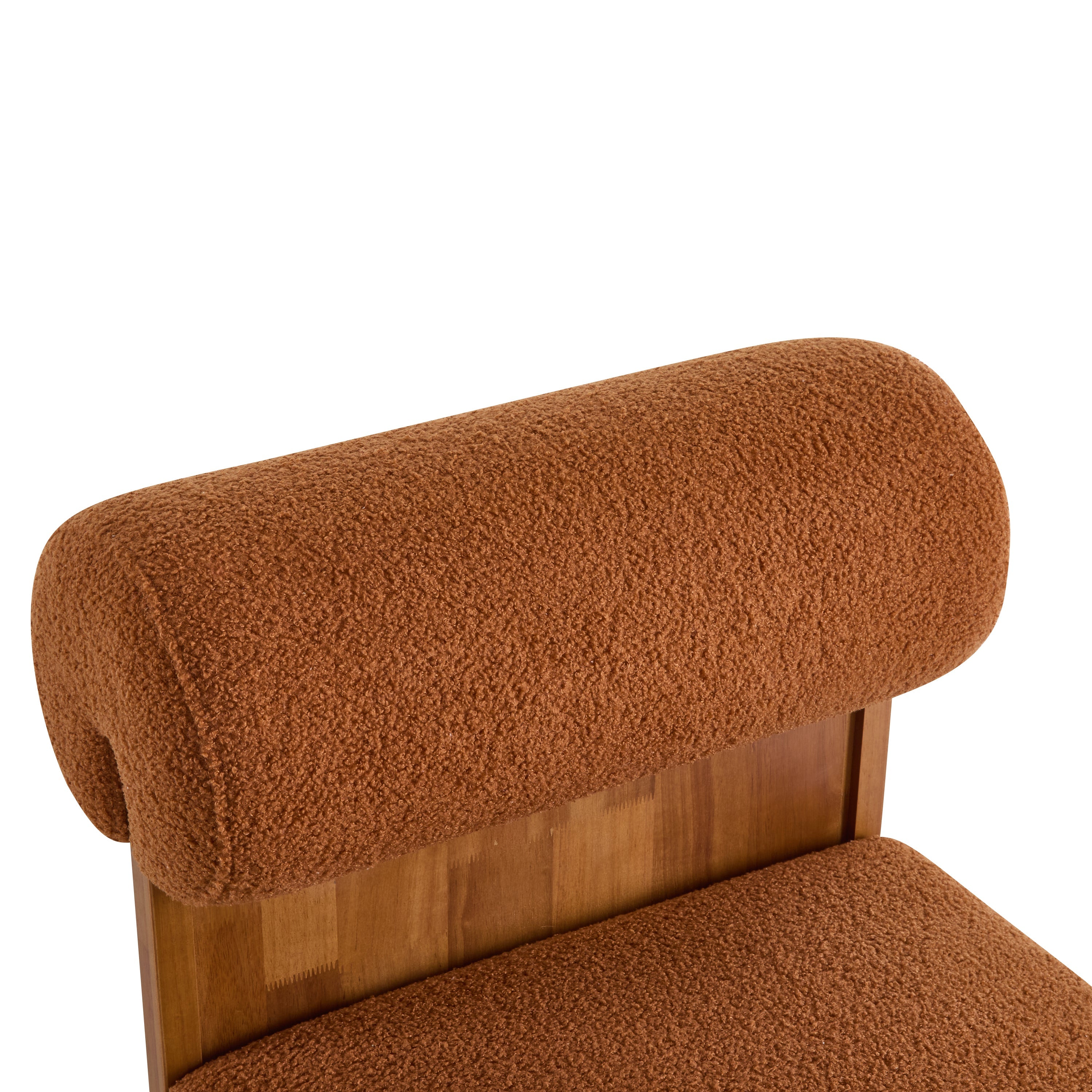 Modern Boucle Lounge Chair with Solid Wood Frame and Rolled Backrest, Soft and Durable Boucle Upholstery, Ideal for Living Room, Bedroom, or Office